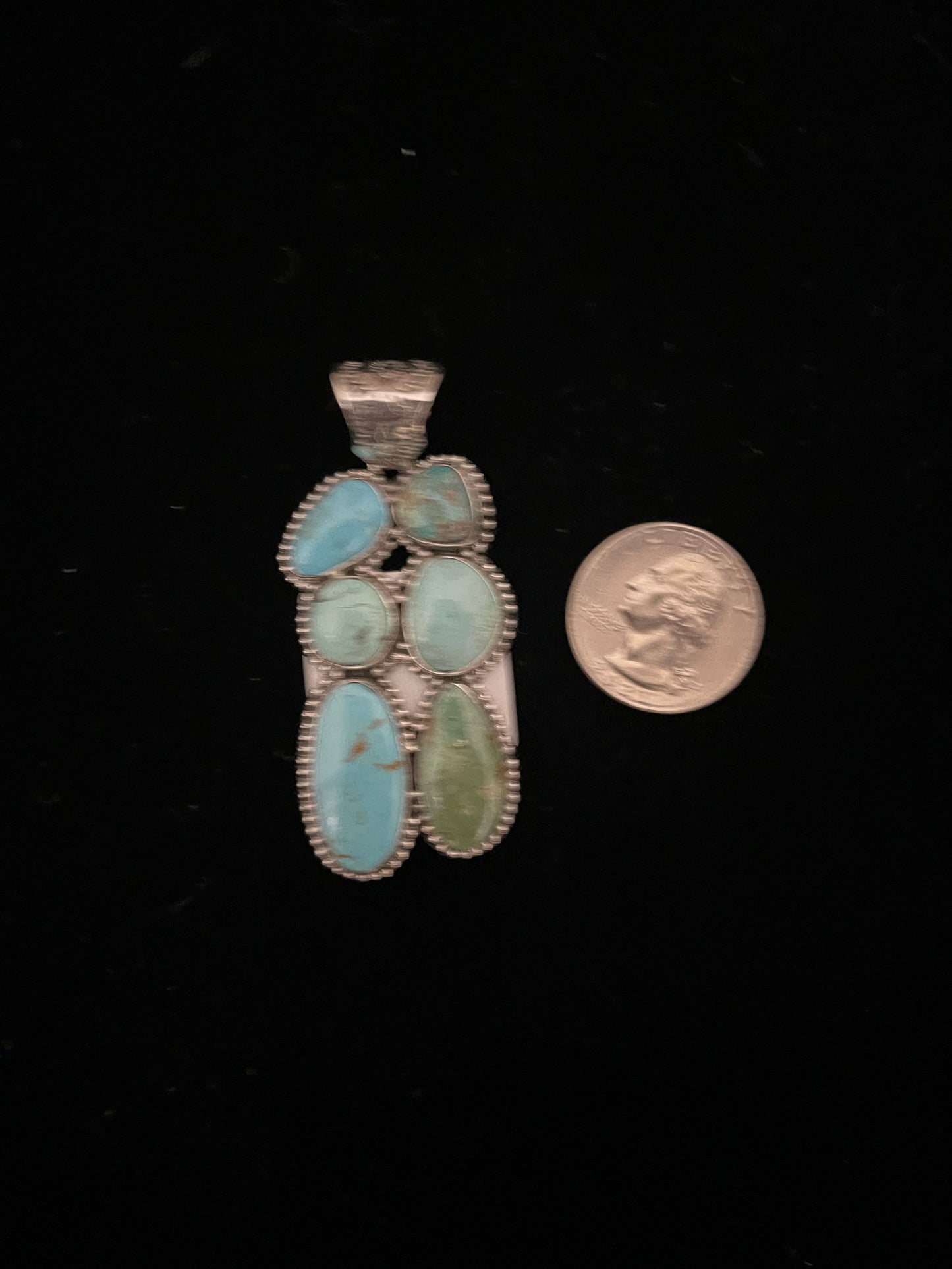 6 Stone Kingman Turquoise Pendant with a 9mm Bale