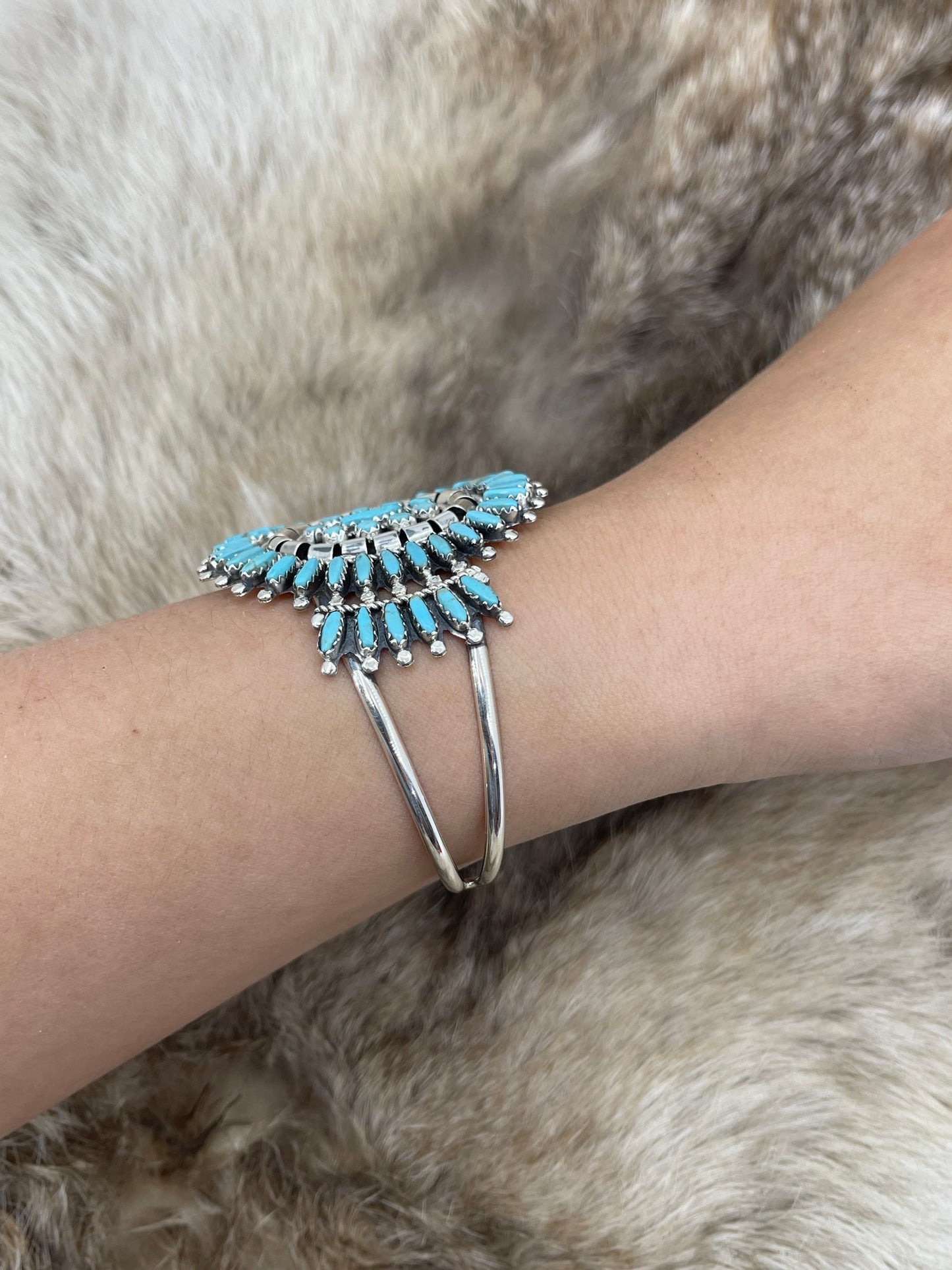 Navajo Cluster Cuff with Sleeping Beauty Turquoise by Nathaniel & Rosita Nez, Navajo