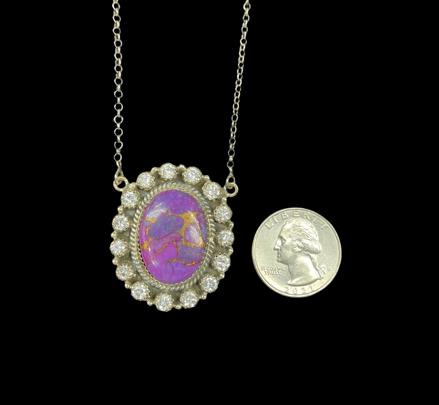 Purple Mojave and CZ Crystal Necklace; HADA Collection