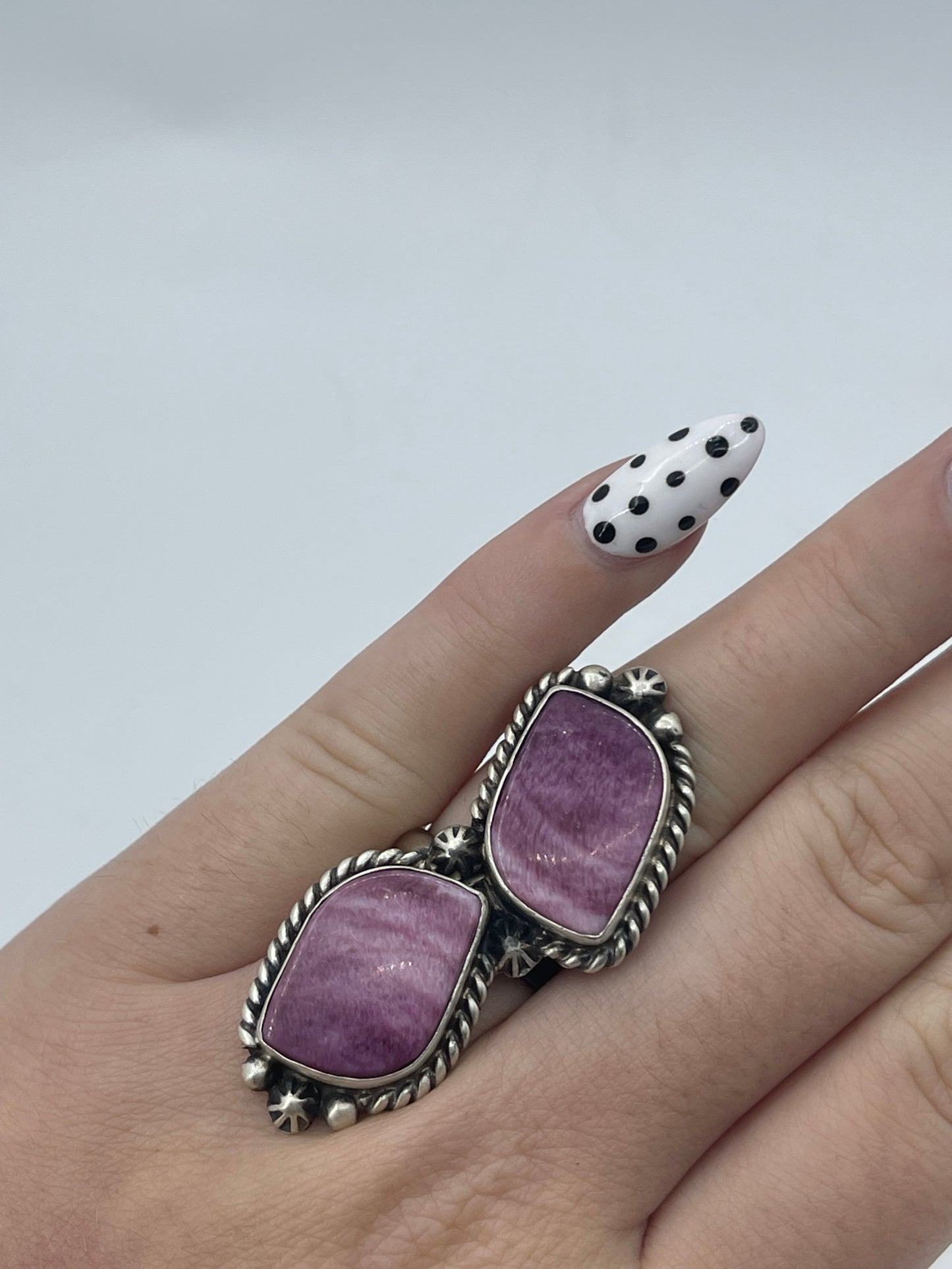Purple Spiny Oyster Small Adjustable Ring by Eugene Belone, Navajo