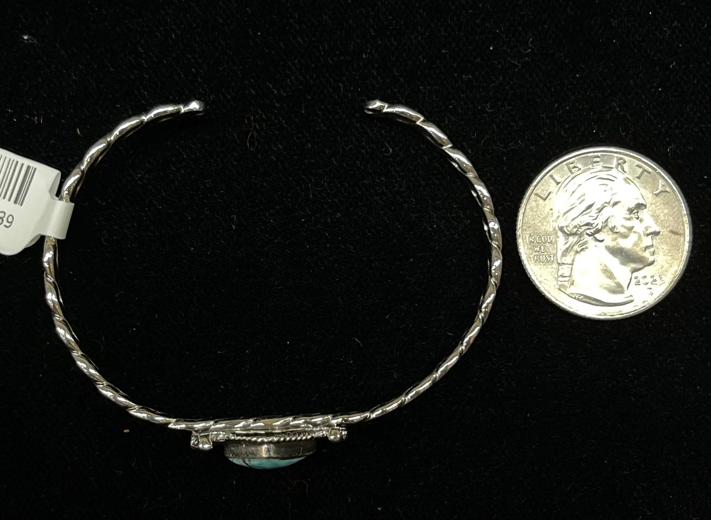 6"-7 1/4" Turquoise Diamond Shaped Twisted Cuff by Mike Smith, Navajo