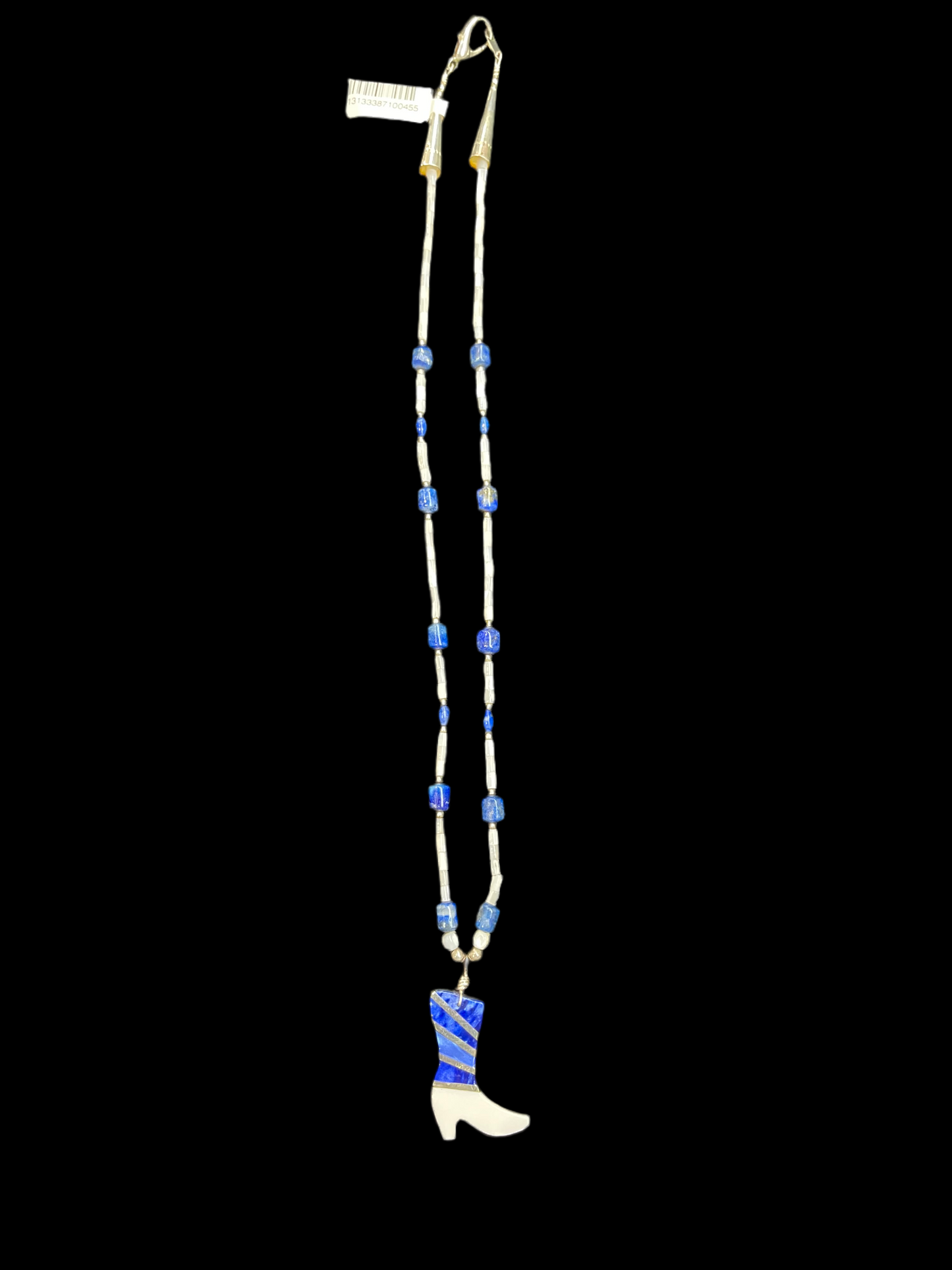 Santo Domingo Mother of Pearl and Denim Lapis Necklace by Fabian Cortez, Santo Domingo
