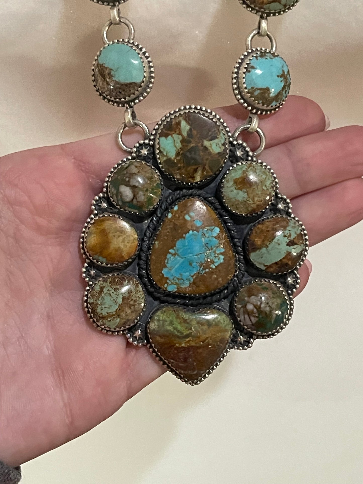28" Royston Turquoise Cluster Necklace