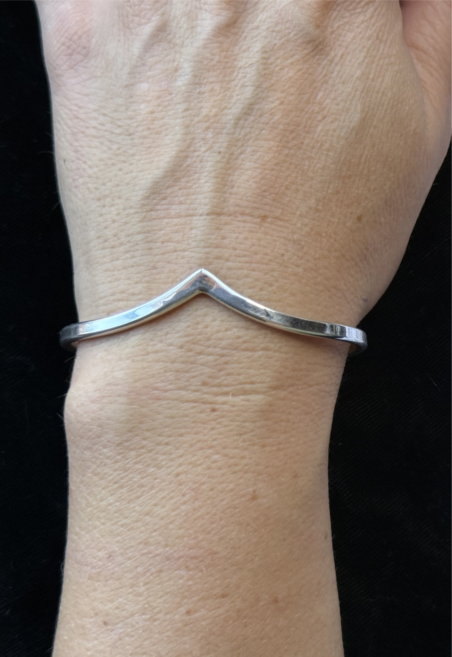 5.5"- 6.5" Chevron Sterling Silver Cuff by Elaine Tahe, Navajo