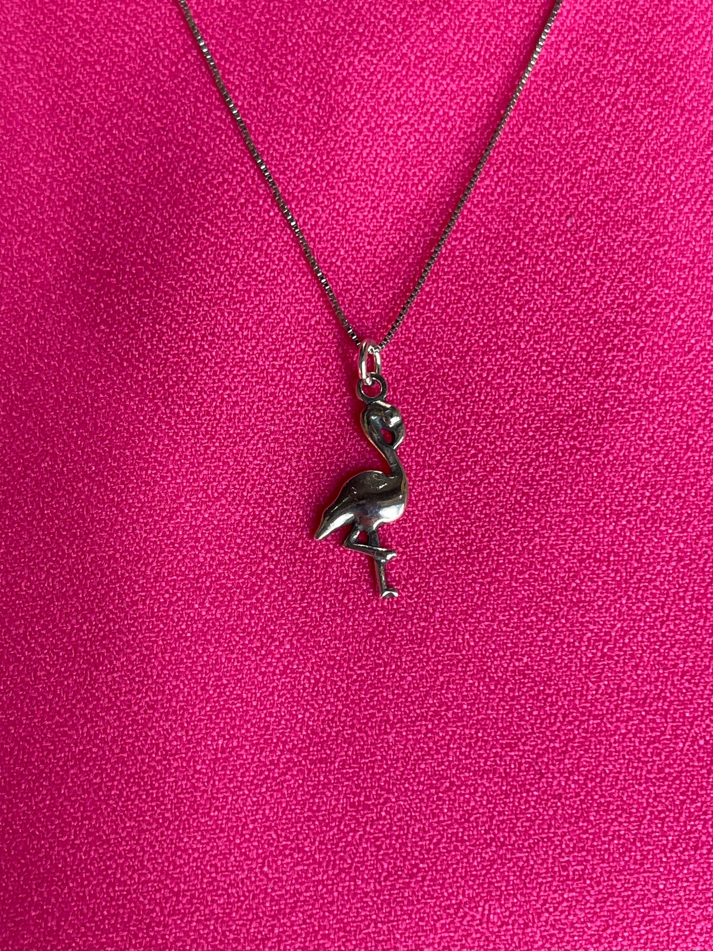 20" Box Chain Necklace with Flamingo Charm