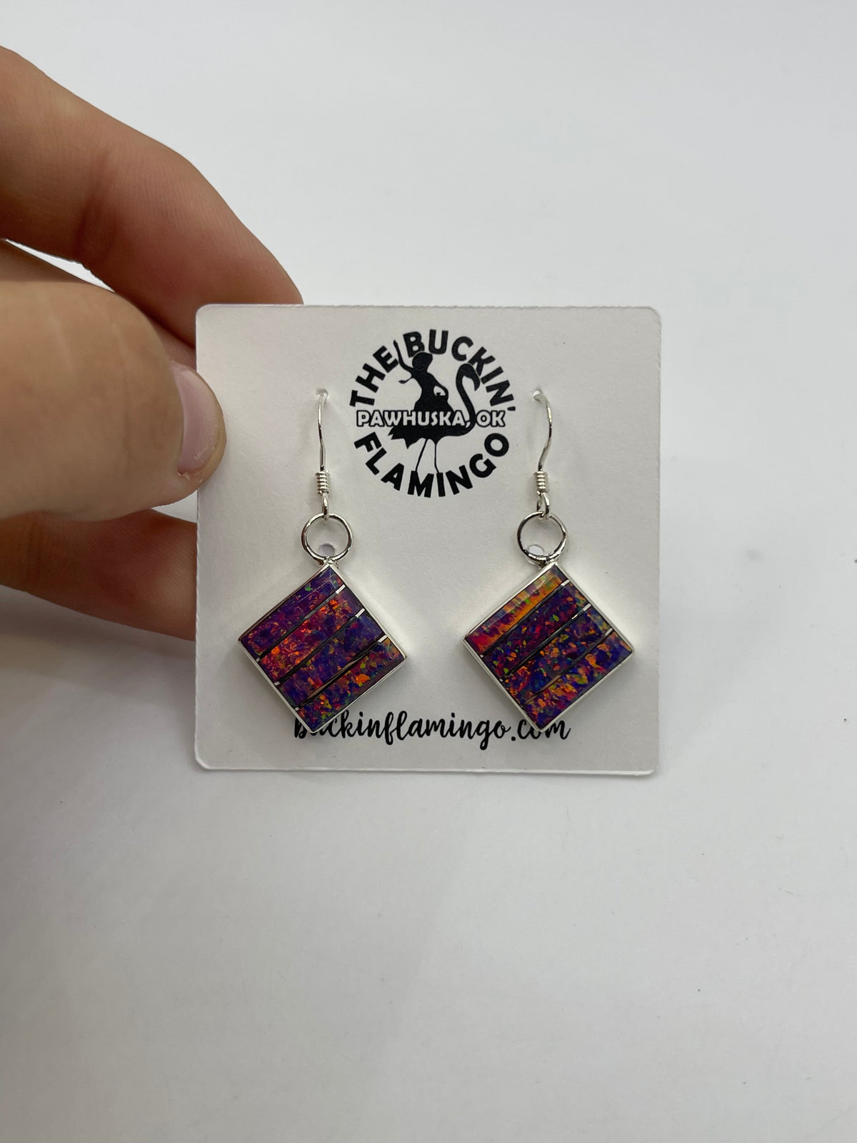 Pink/Purple Opal Earrings by Michelle Haloo, Zuni