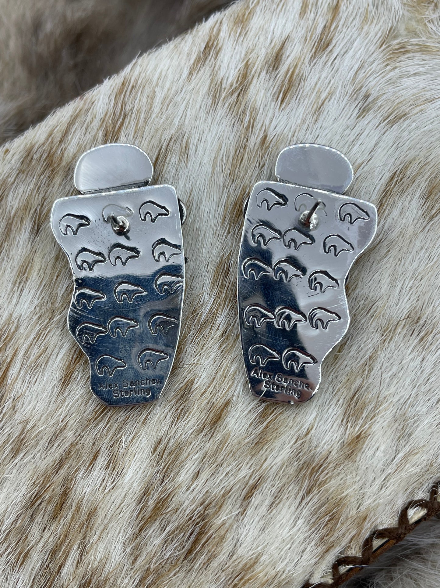 Petroglyph Earrings with Kingman Web Turquoise by Alex Sanchez, Navajo
