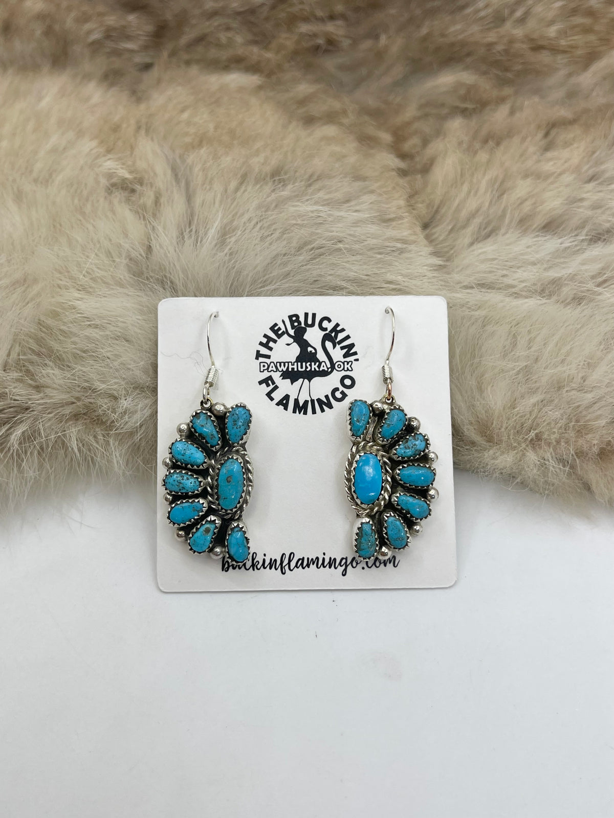 Half Cluster Turquoise Earring by Justina Wilson, Navajo