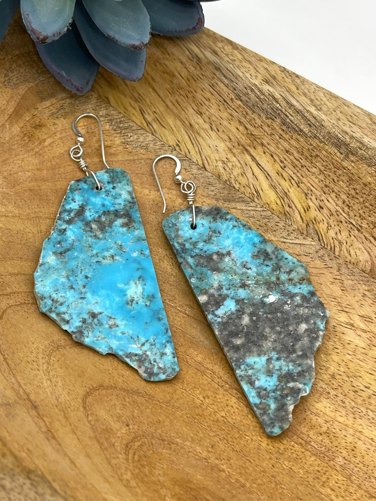 LOT 61 B 1/25 Natural Kingman Turquoise Slab Earrings