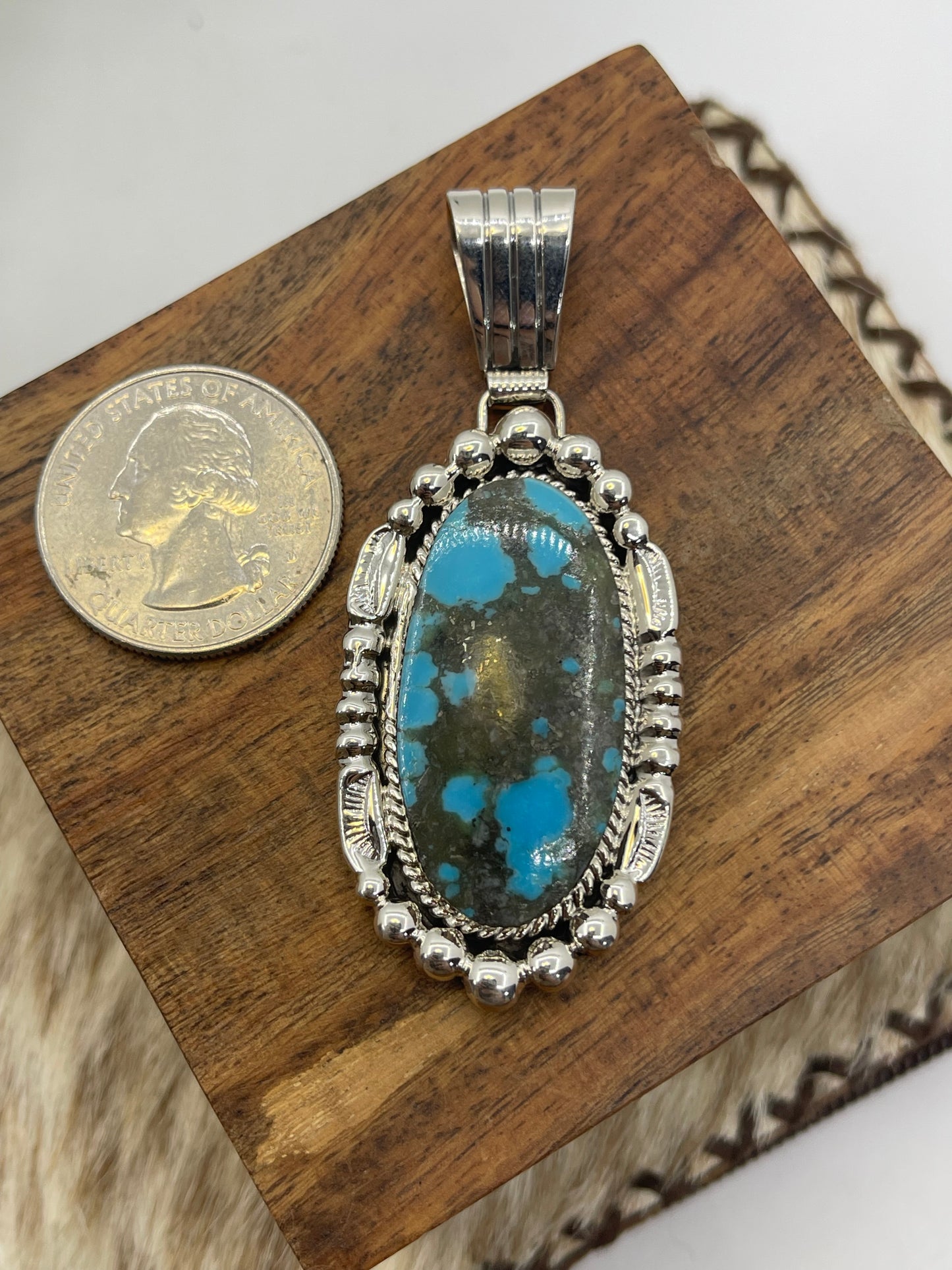 Kingman Turquoise Pendant by Emerson Delgarito, Navajo