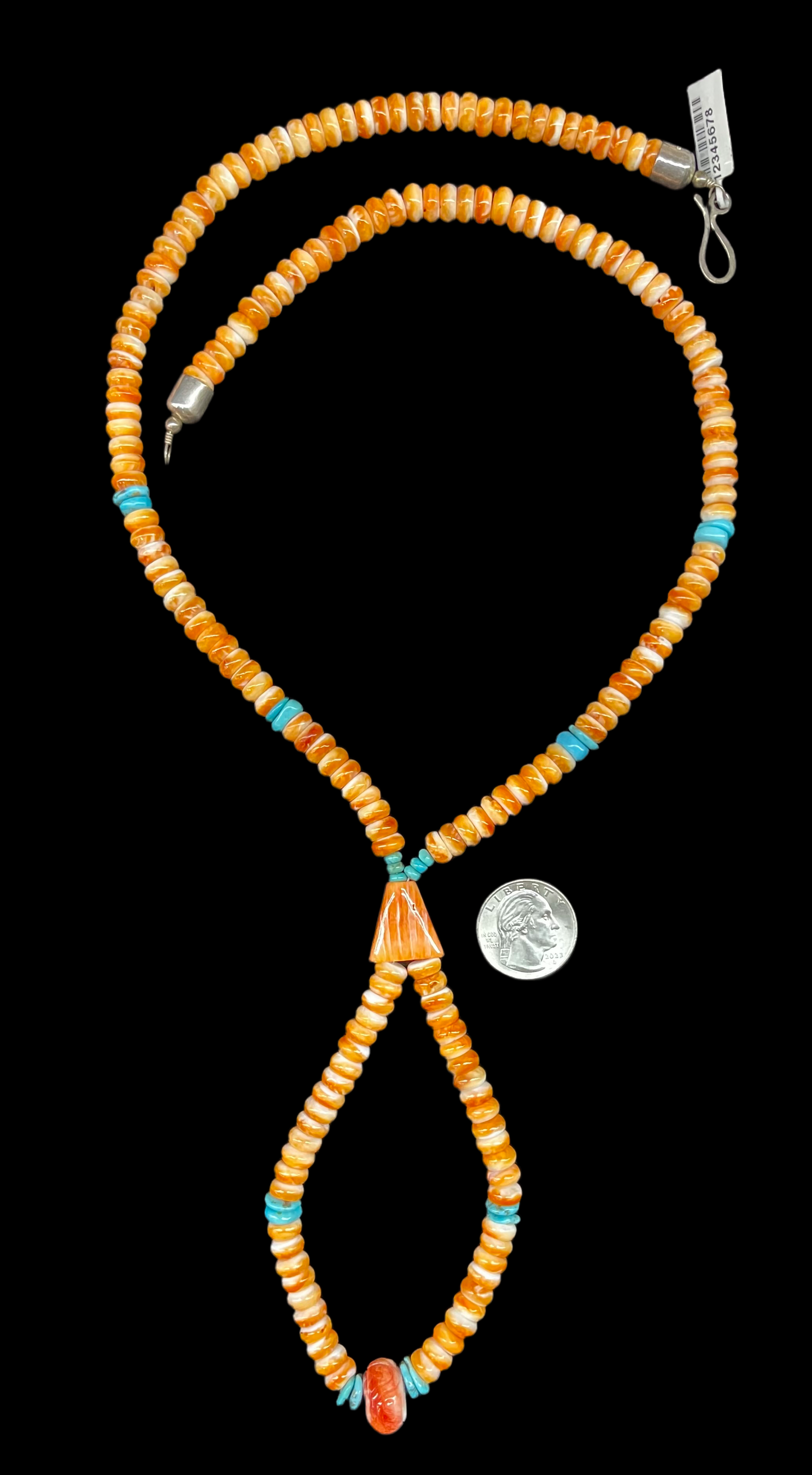 Orange Spiny Oyster Shell Lariat Style Necklace