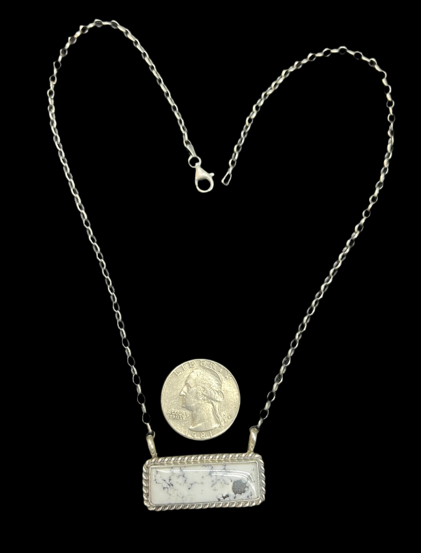 18" White Buffalo Bar Necklace by Augustine Largo, Navajo