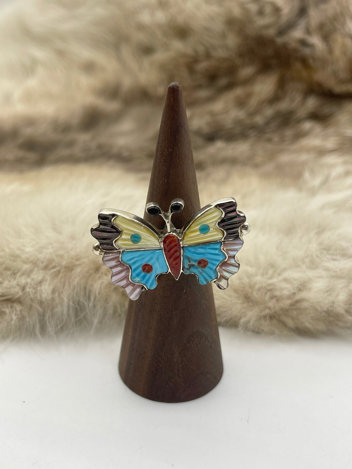 6.0 Inlay Butterfly Ring by Tamara Pinto, Zuni