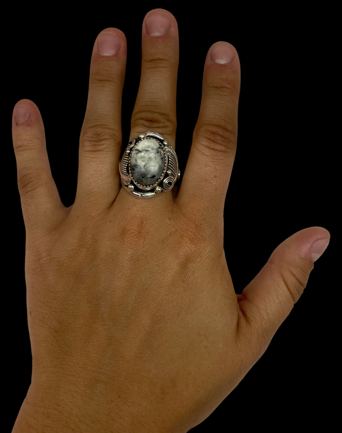 6.5 White Buffalo Ring by Darrell Morgan, Navajo