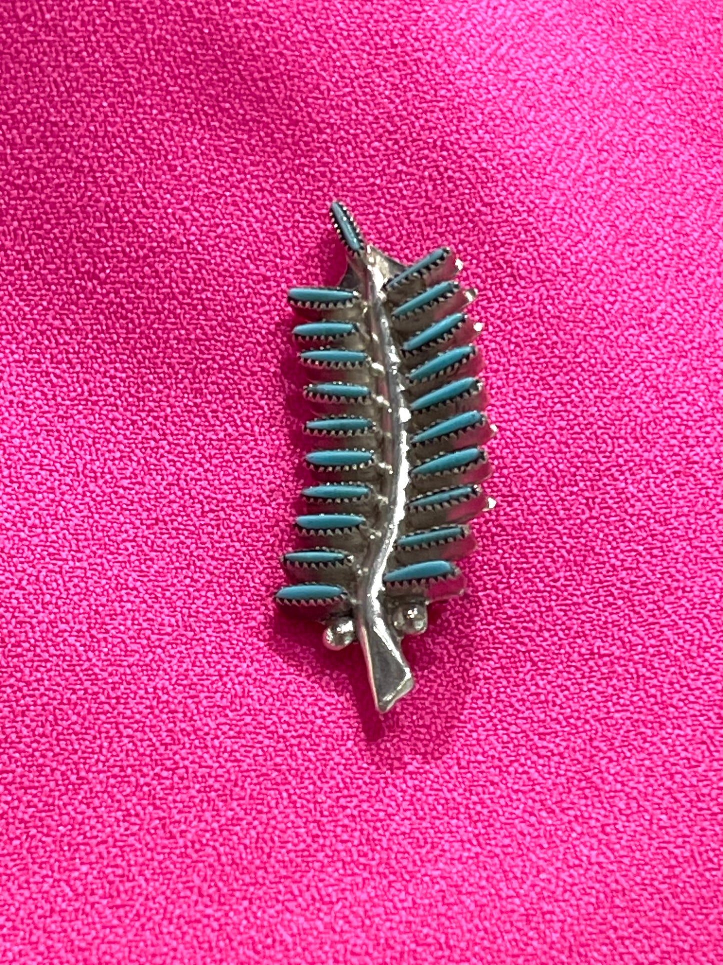 Sterling Silver and Turquoise Zuni Needlepoint Pin