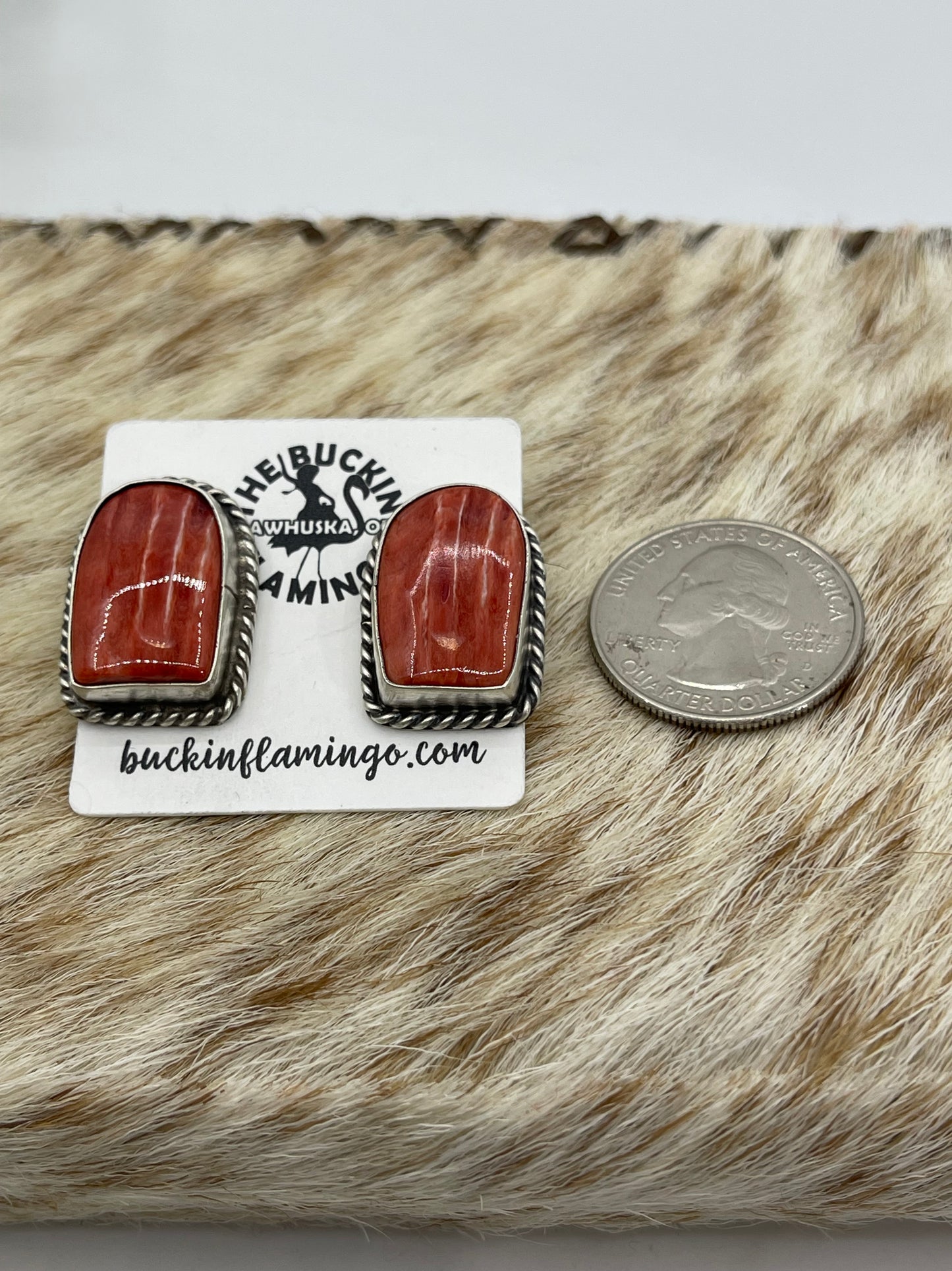 Spiny Oyster Top Post Earrings by Chassity Belone, Navajo