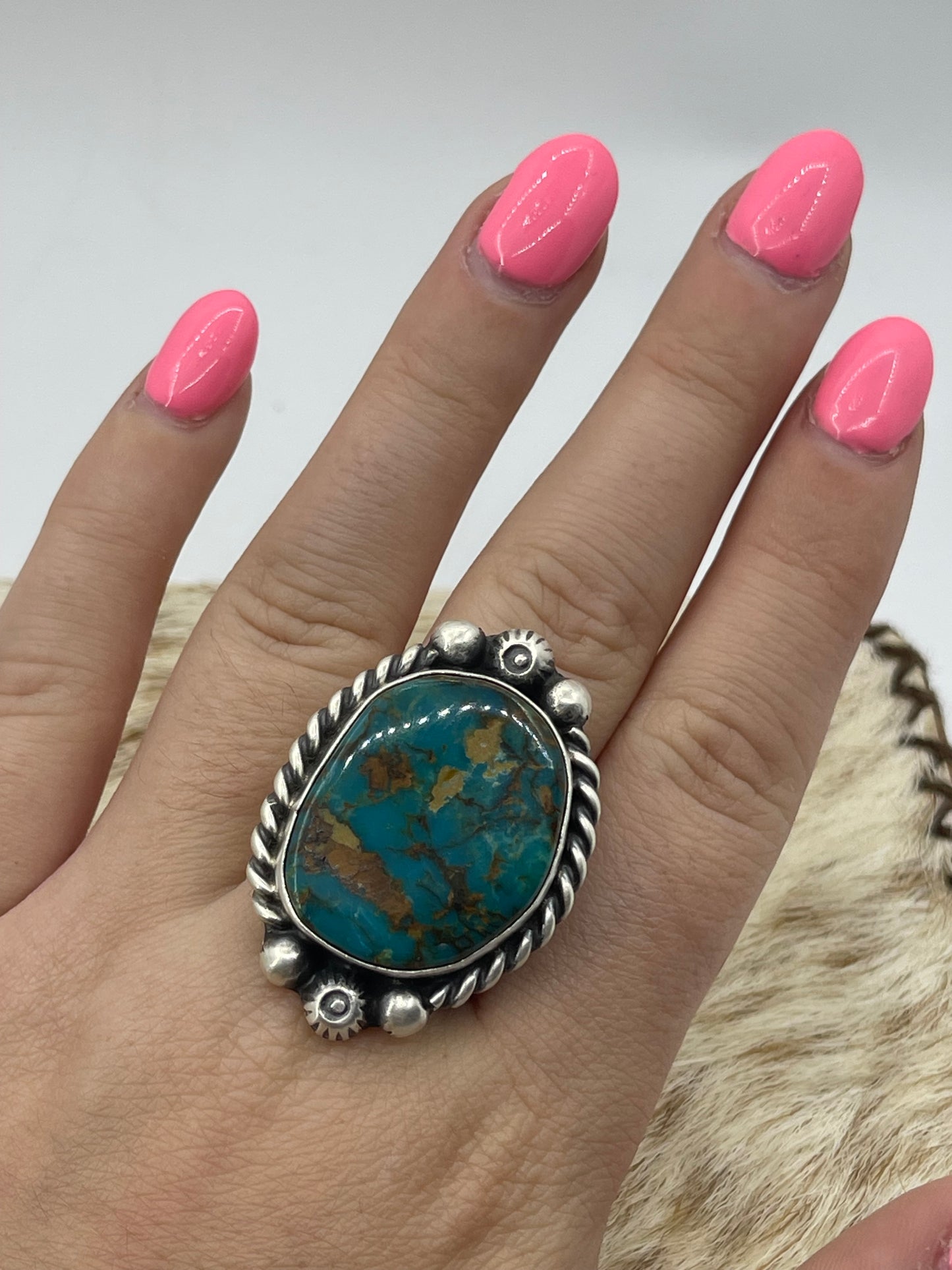 LOT 23 C 1/11 Royston Turquoise Adjustable Ring by Augustine Largo, Navajo