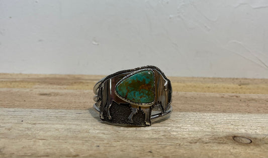 Morenci and #8 Turquoise Buffalo Belt and Cuff Set by Marie Jackson, Navajo