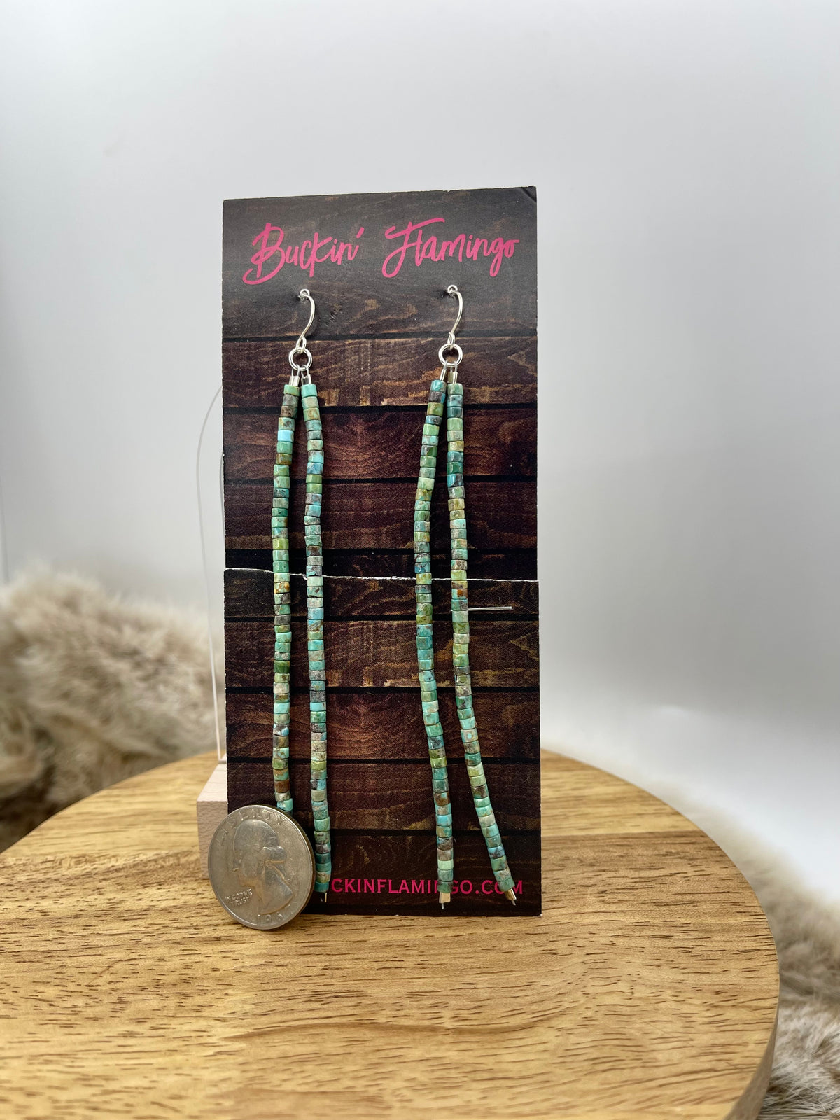 Royston Turquoise Heishi Bead Tassel Earrings