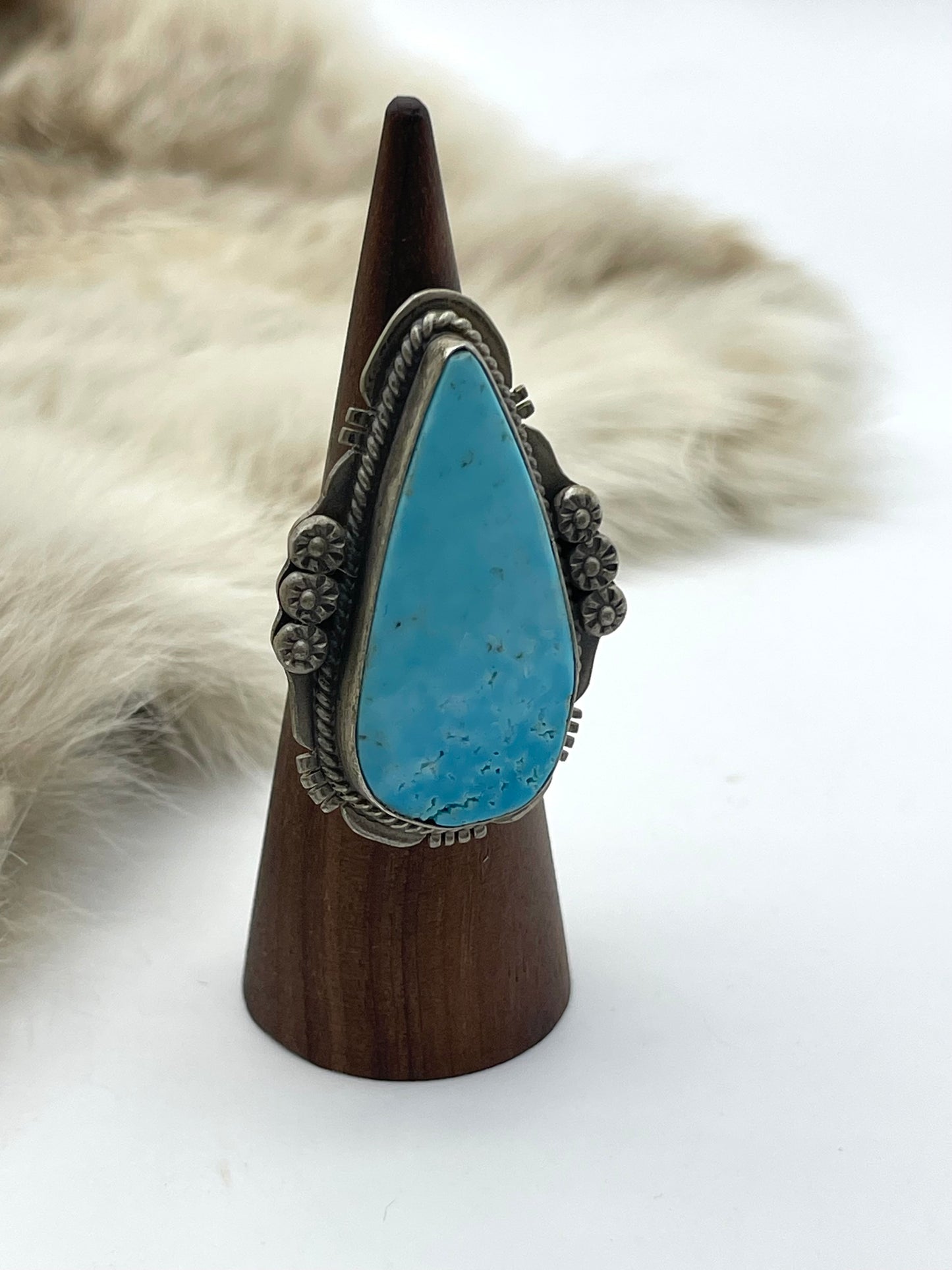 6.5 Kingman Turquoise Ring By John Nelson, Navajo