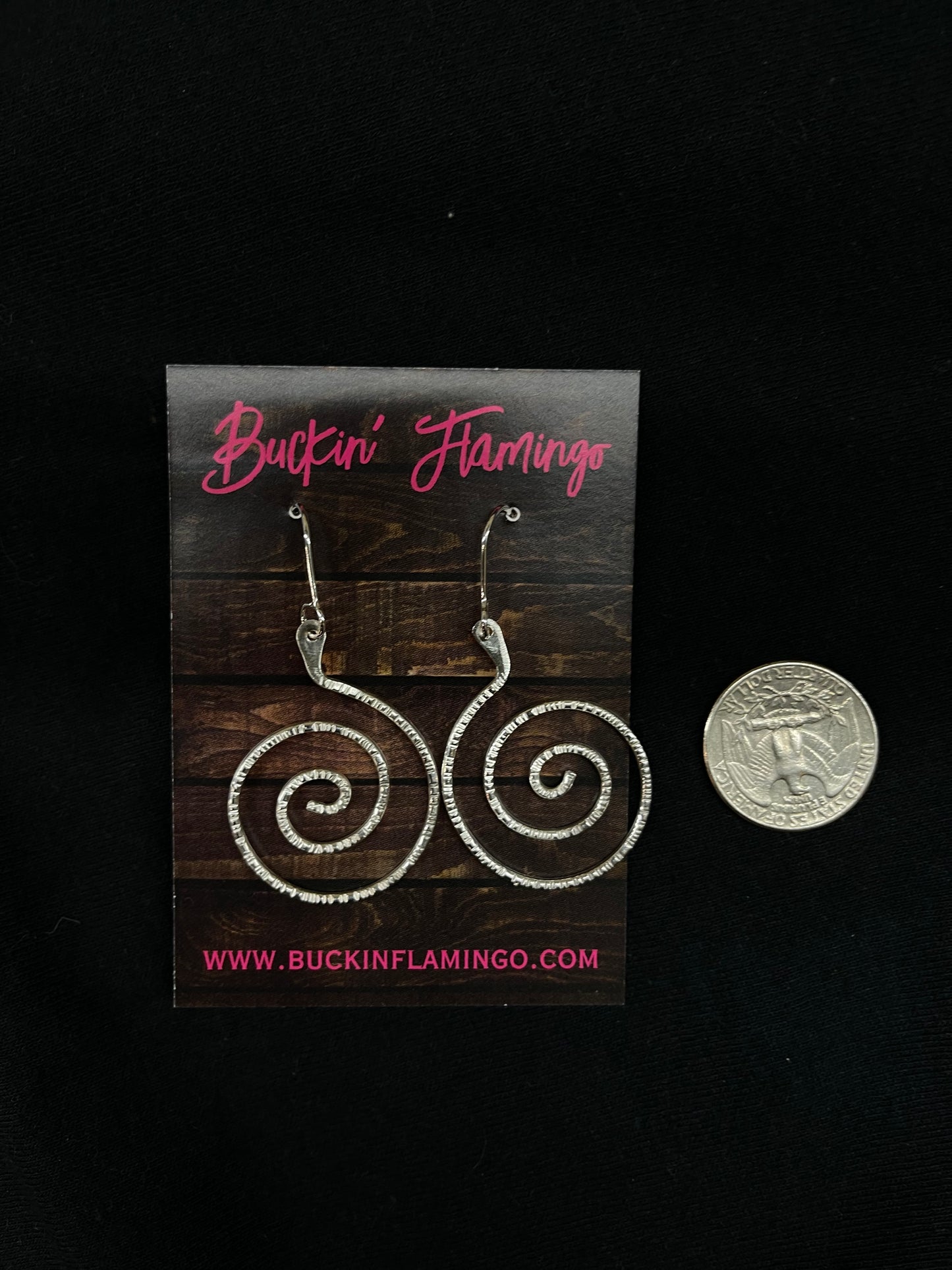 LOT 71 5/24 Sterling Silver Spiral Dangle Earrings by Carlton Jamon, Zuni