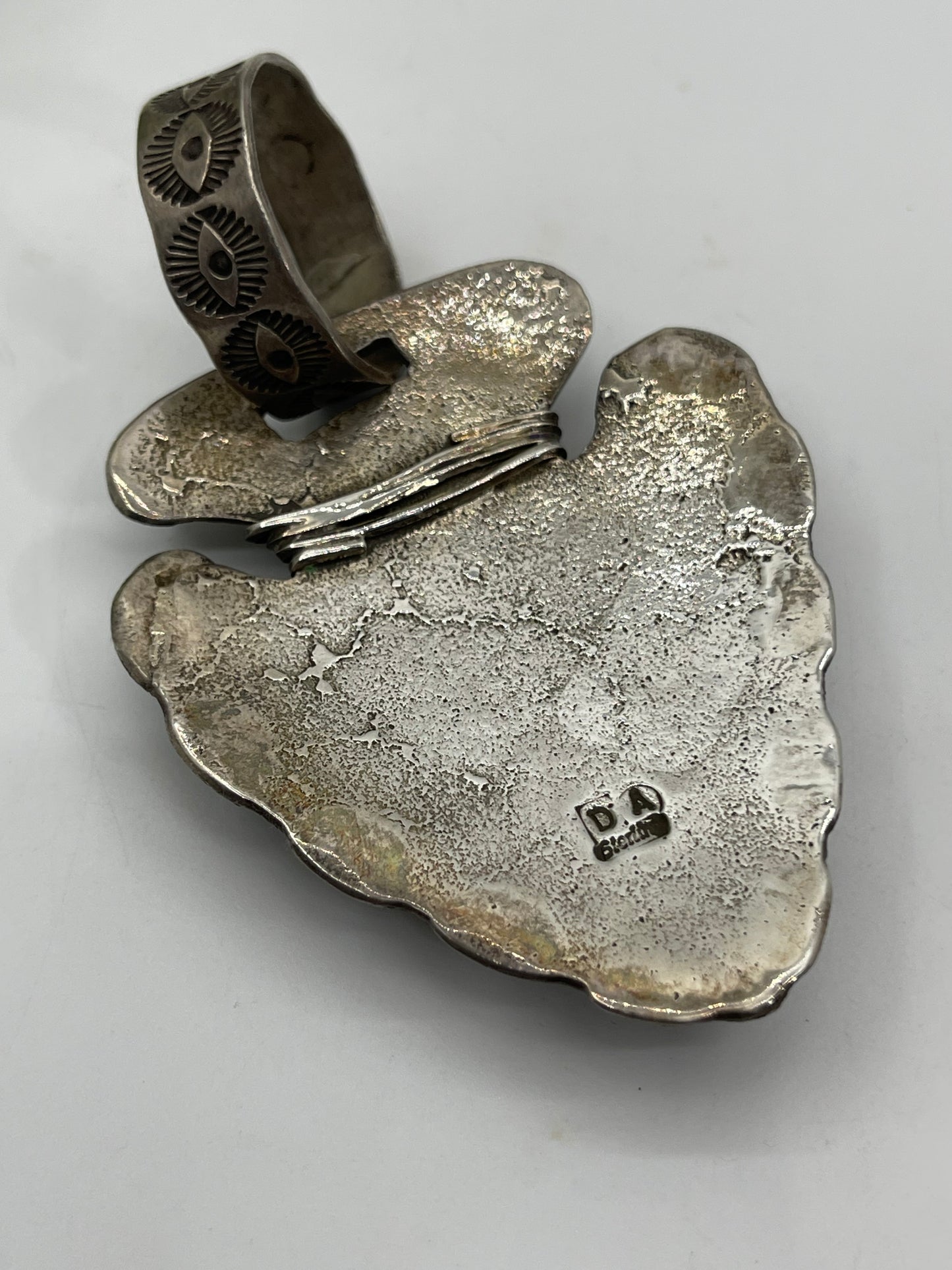 Sand Cast Arrowhead with Natural Turquoise Stones Pendant