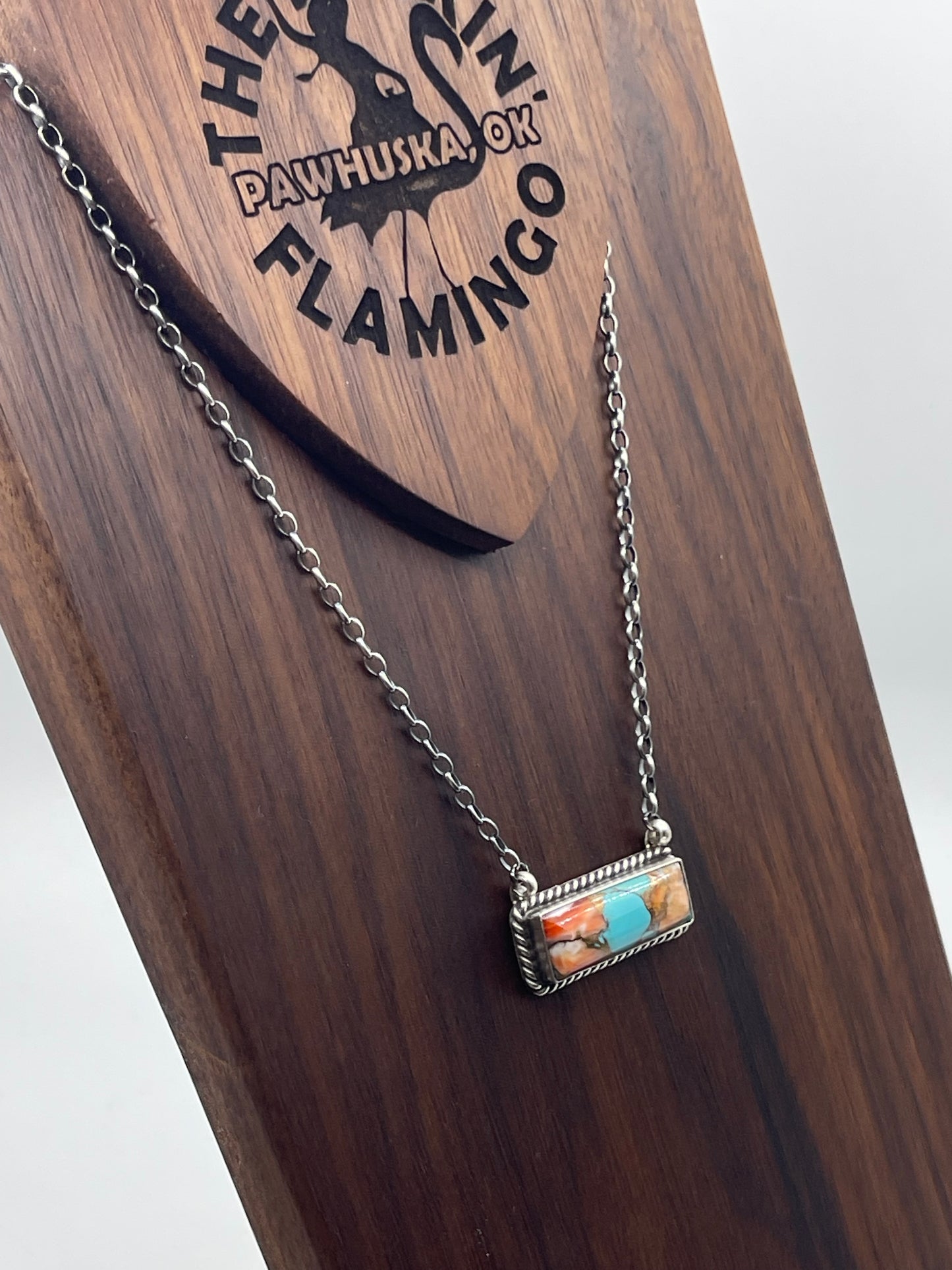 18" Orange Crush Bar Necklace by Johnny Dixon, Navajo