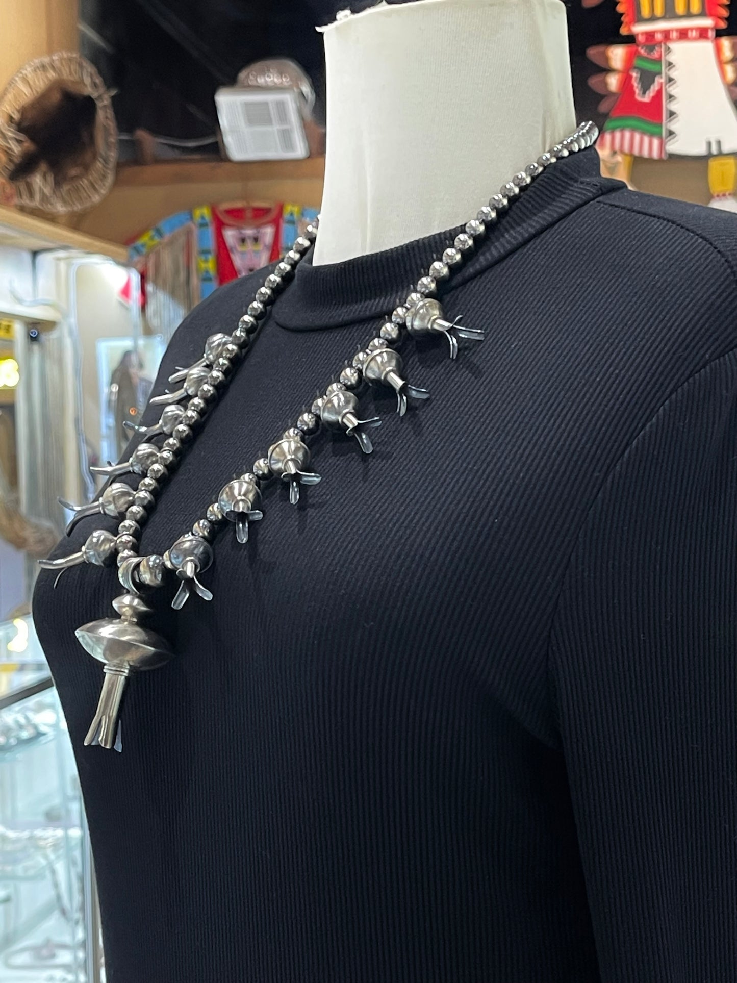 24" Handmade Blossom Necklace with Navajo Style Pearls