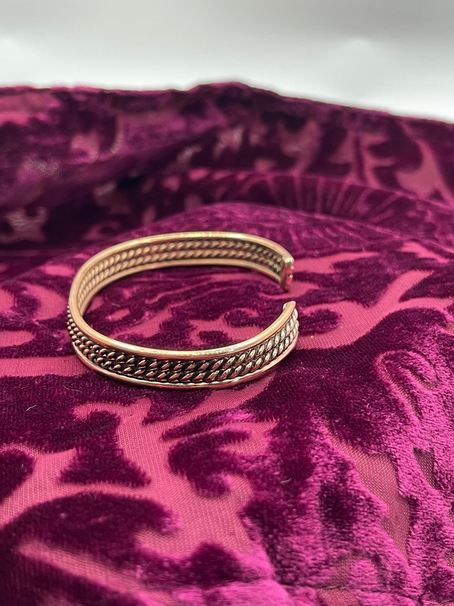 6.5"-8.5" 4 Row Copper Cuff by Elaine Tahe, Navajo