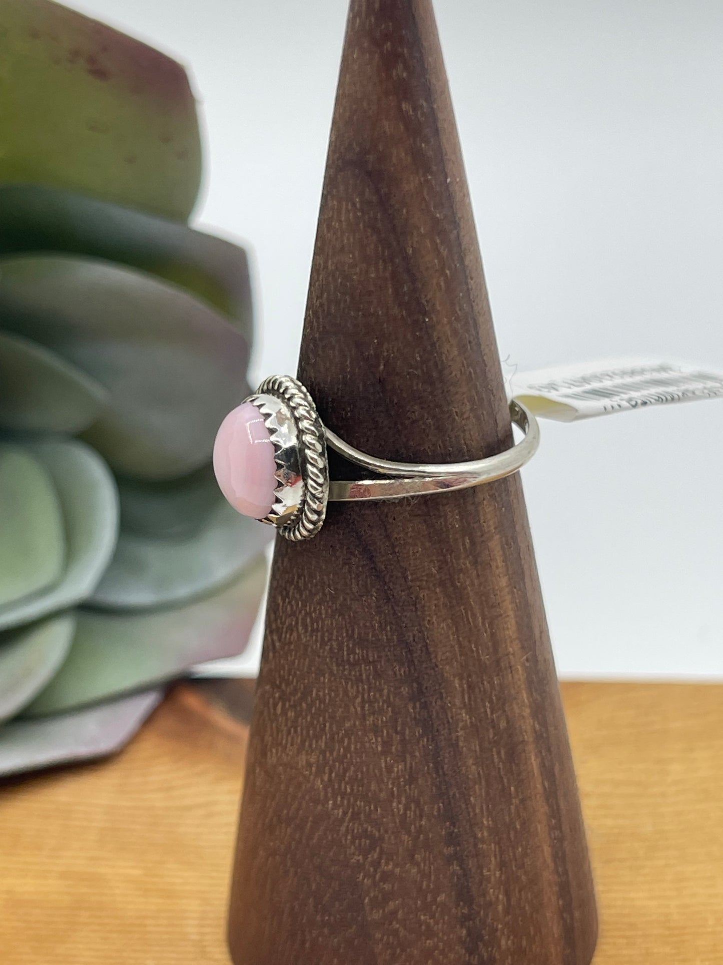 5.5 Pink Conch Shell Circle Ring by Esther White, Navajo
