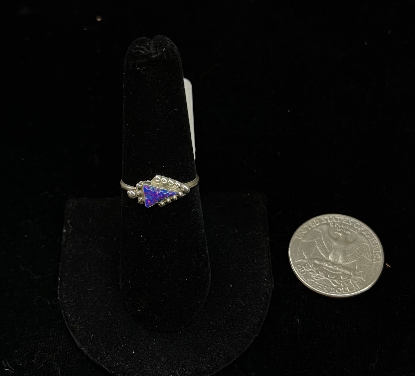 7.5 Blue Opal Triangle Ring