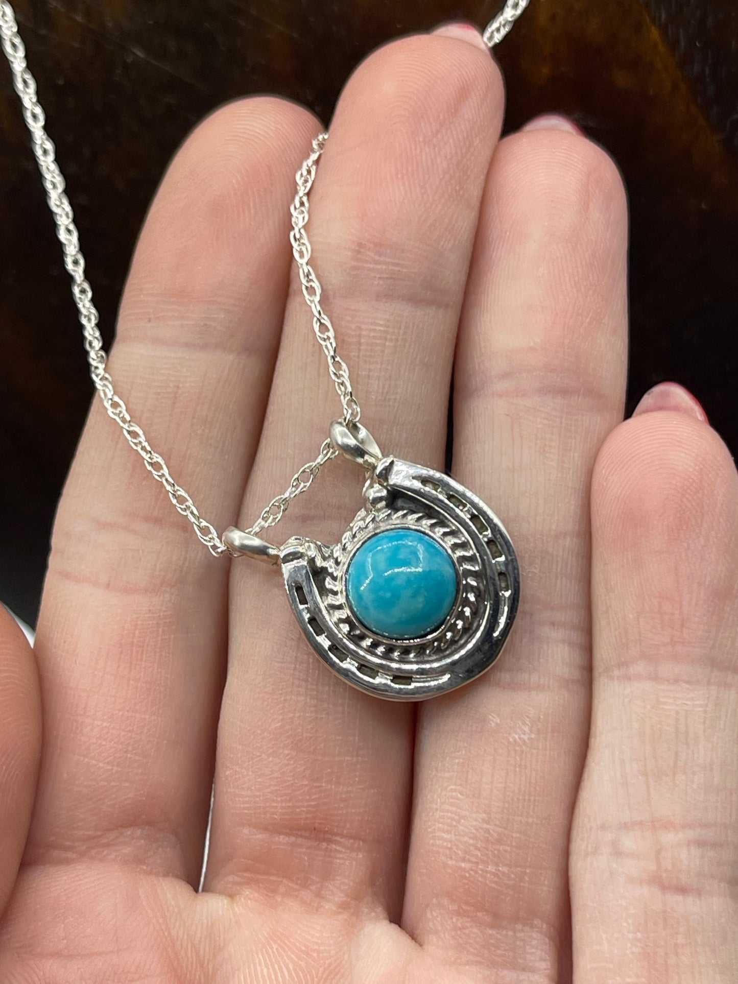 18" Turquoise Horseshoe Necklace by Annette Chiquita, Navajo