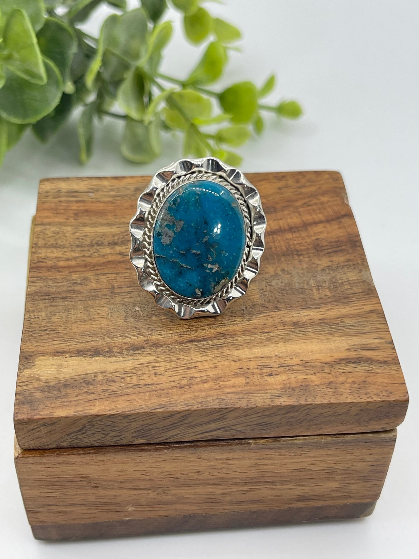 5.5 Kingman Turquoise Ring by Samuel Yellowhair, Navajo