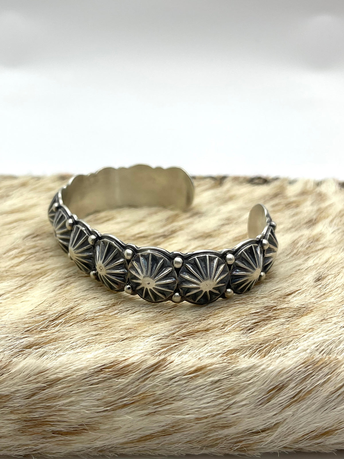 6.25"-7" Silver Star Cuff by Thomas Yazzie, Navajo