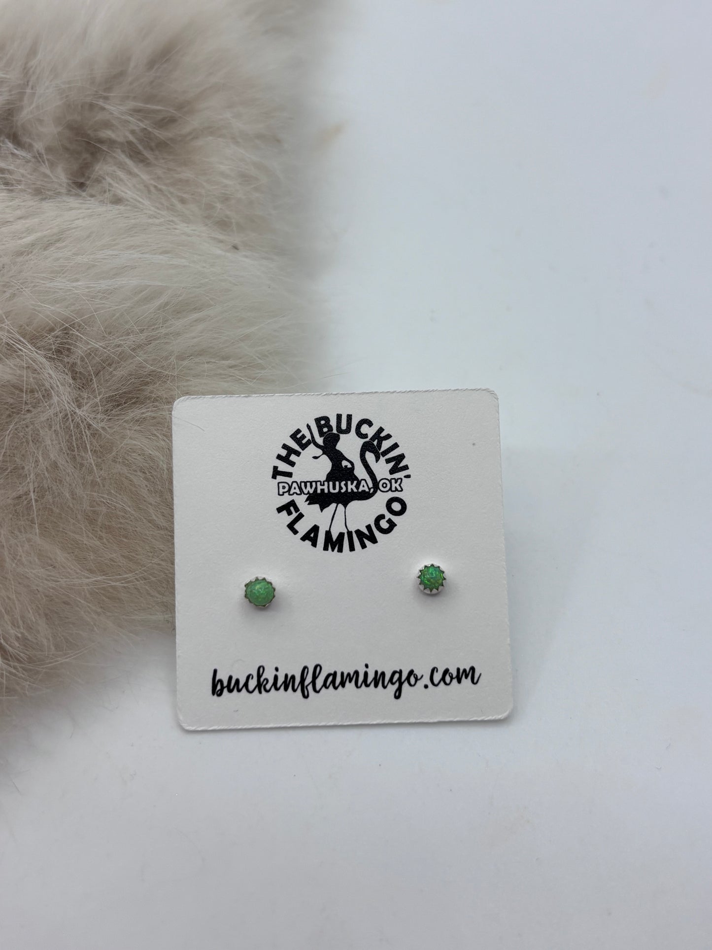 Tiny Green Opal Post Earrings