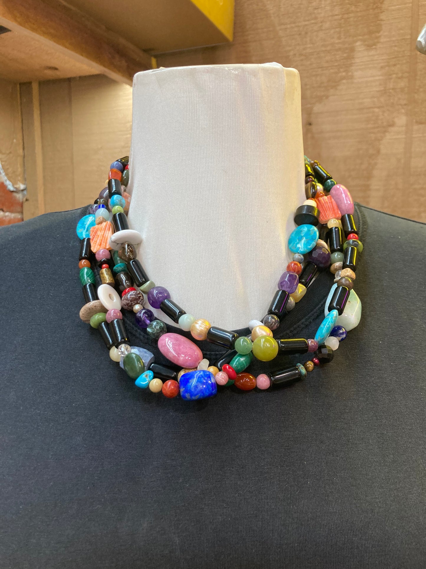 4 Strand Treasure Multi Stone Necklace
