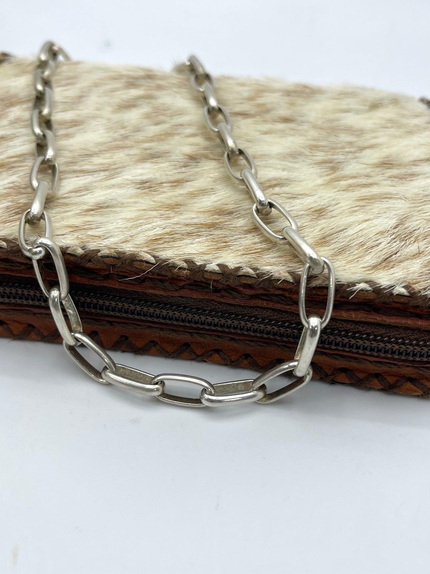 Handmade Heavy Silver Paperclip Chain by Sally Shurley, Navajo