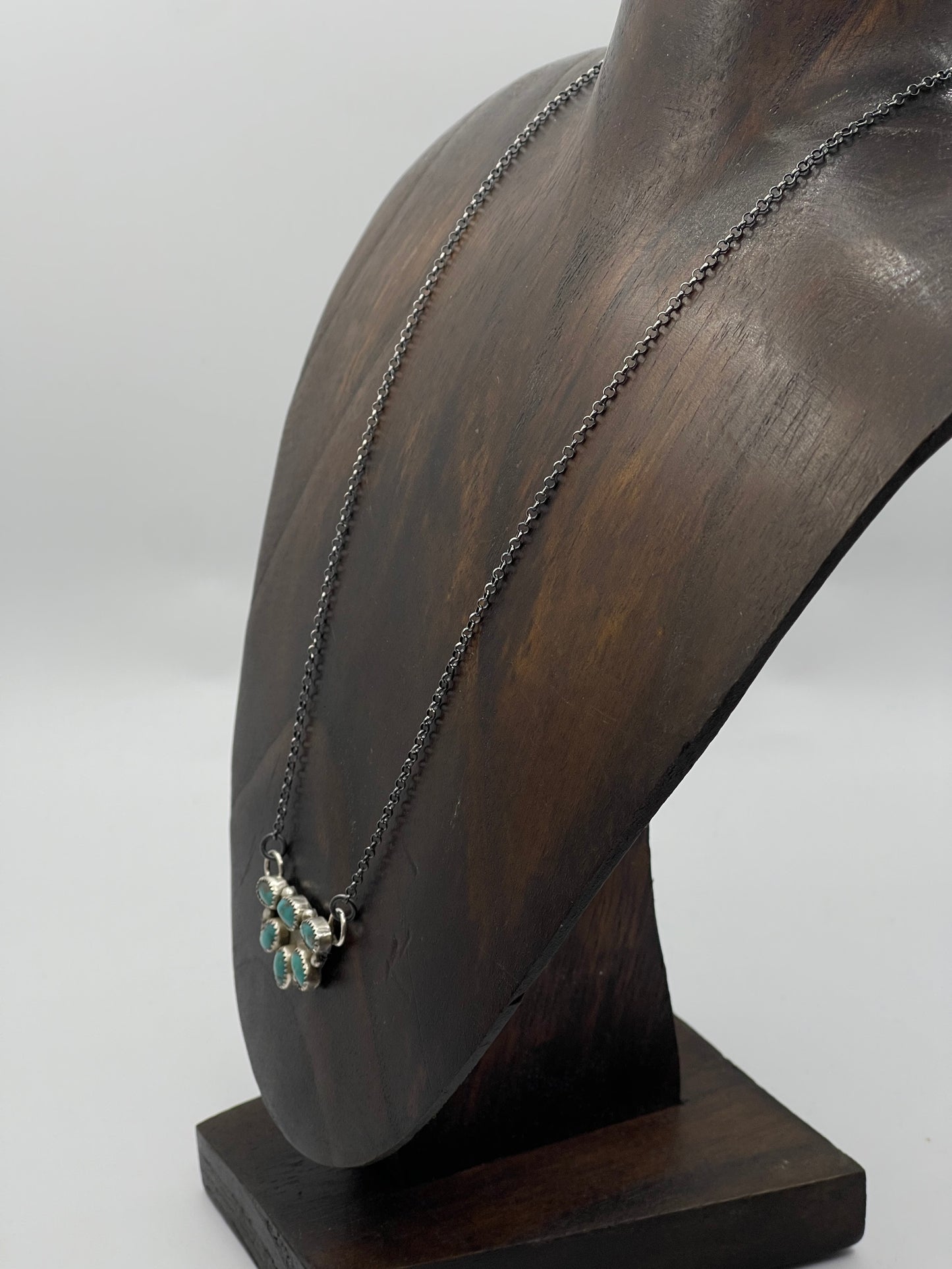 18" Turquoise Half Cluster Necklace by Maxine Ramirez, Navajo