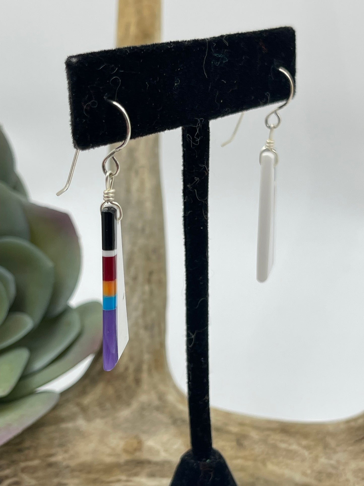 2" White Multi Stone Dangle Earrings