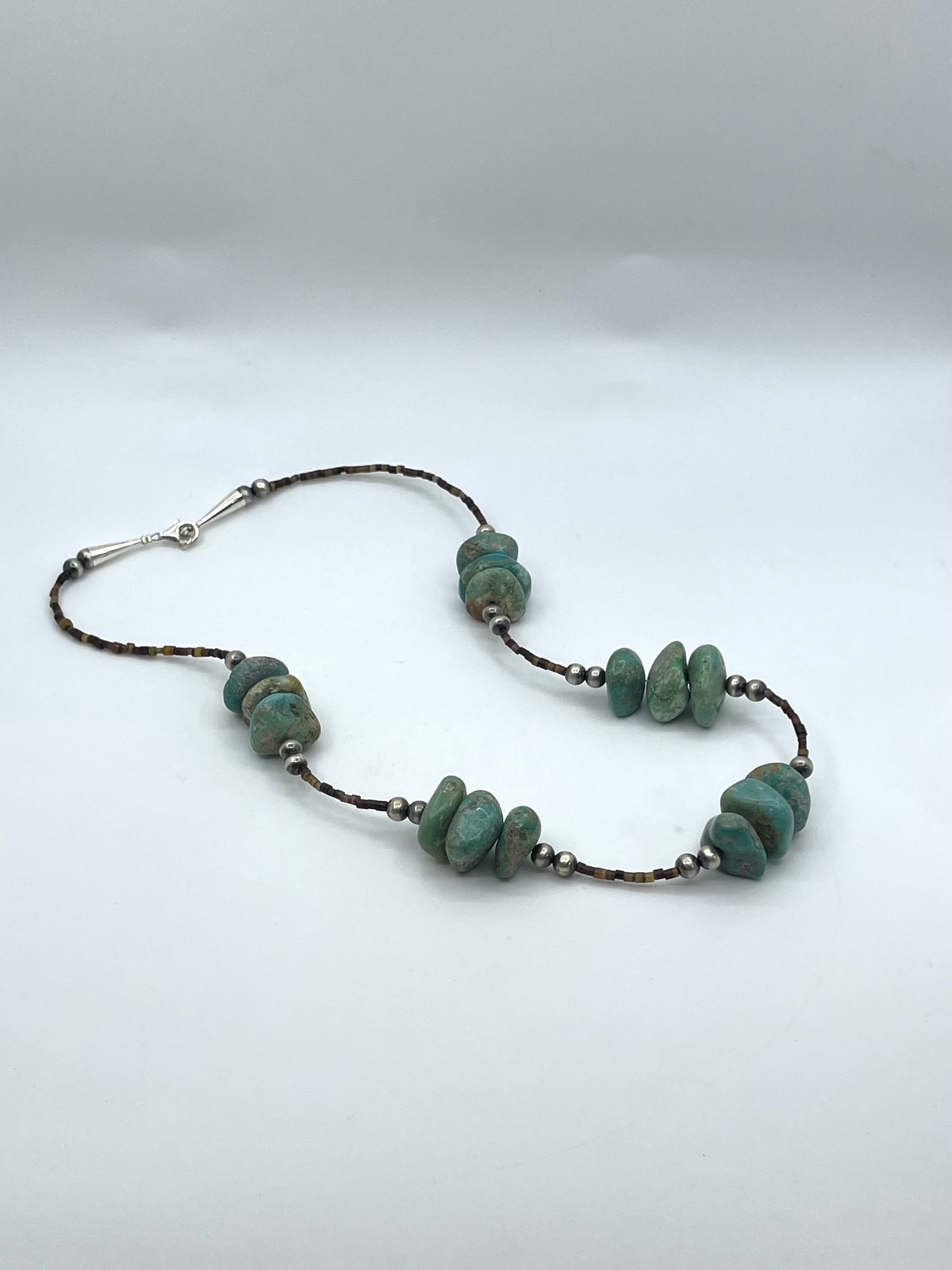 24” Brown Pin Shell with Turquoise & Navajo Style Pearls by Tommy Nolcott, Navajo
