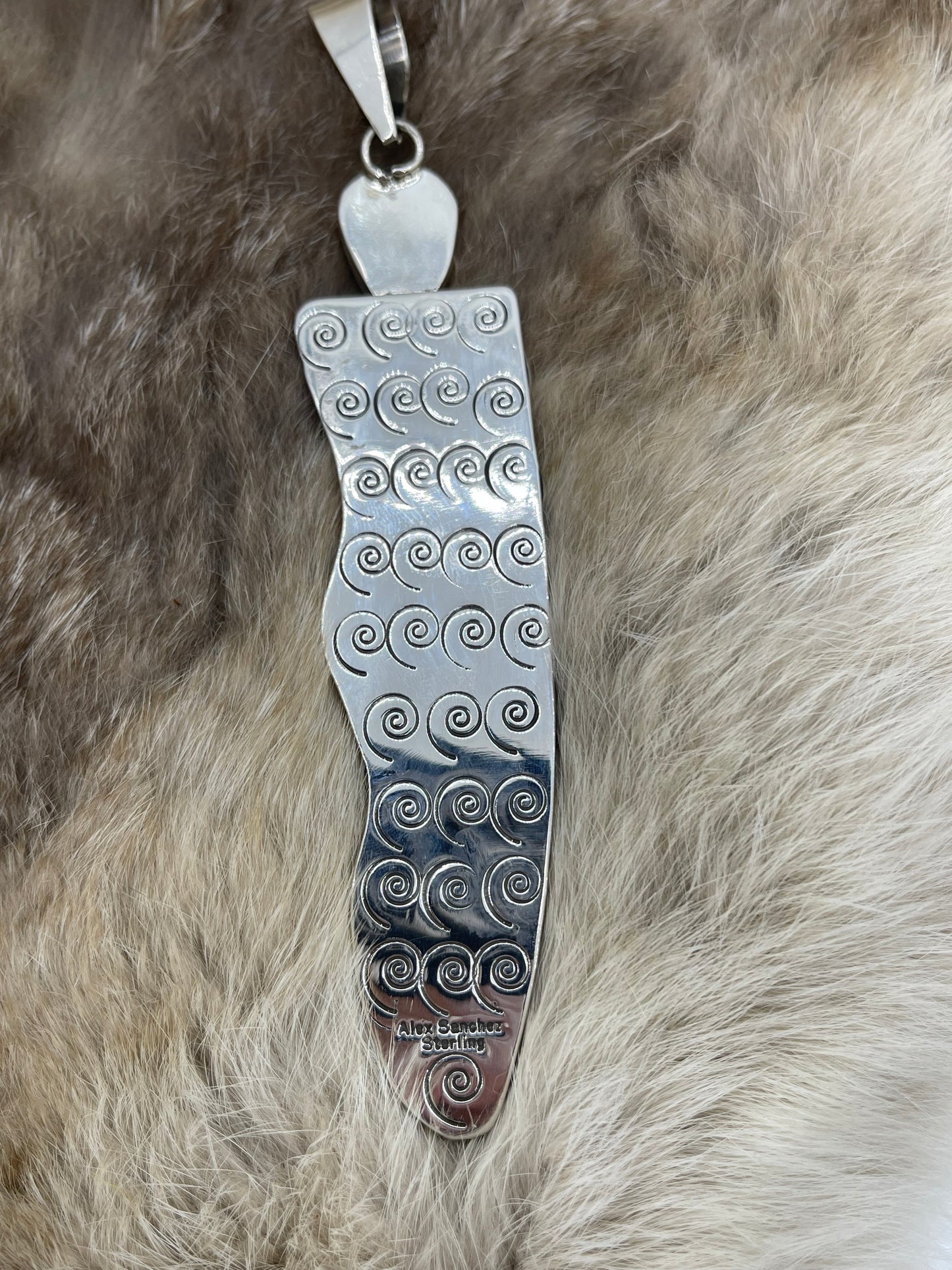Grandma Petroglyph Pendant with Kingman Web Turquoise by Alex Sanchez, Navajo