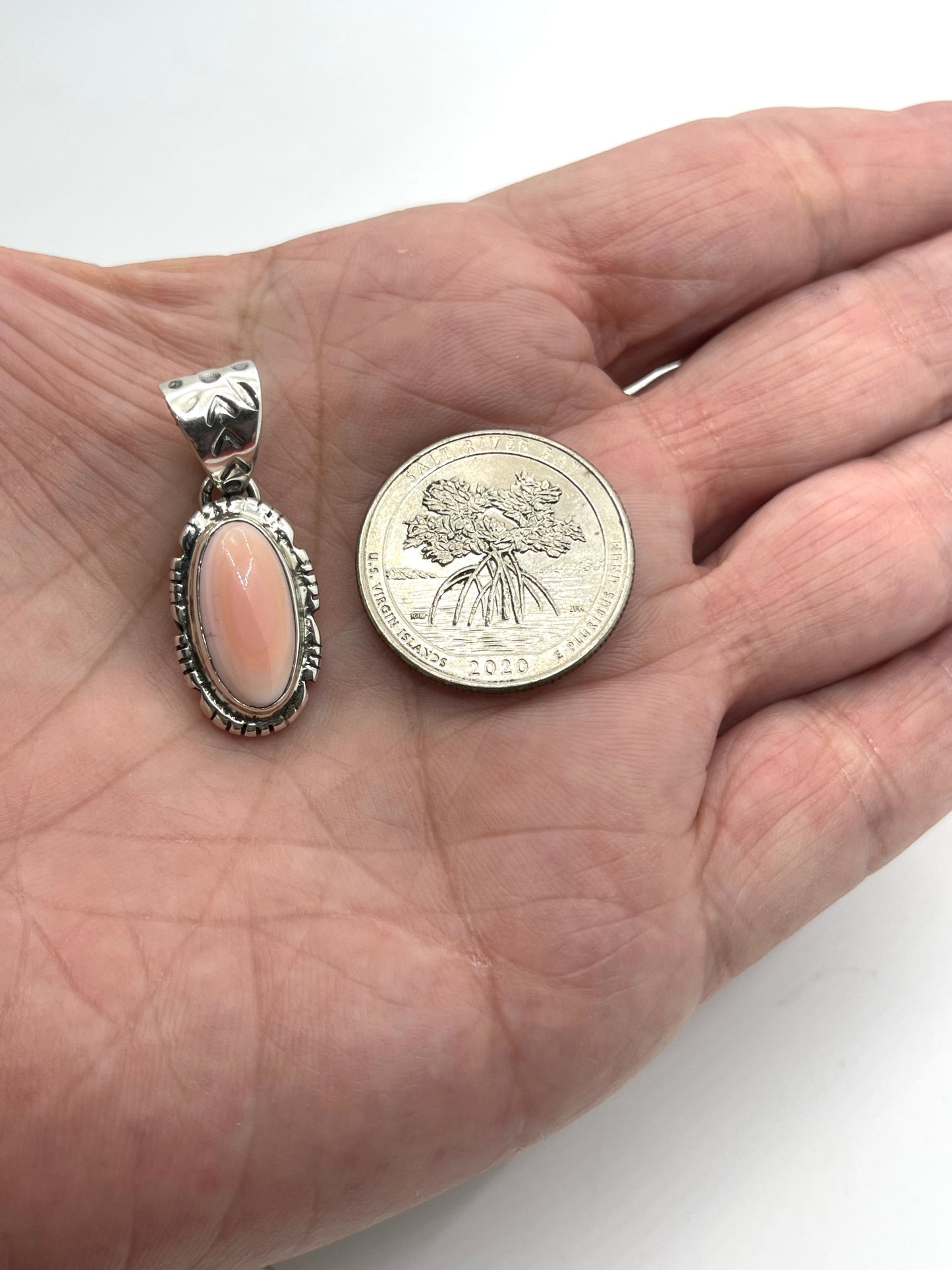 Pink Conch Shell Oval Shaped Pendant