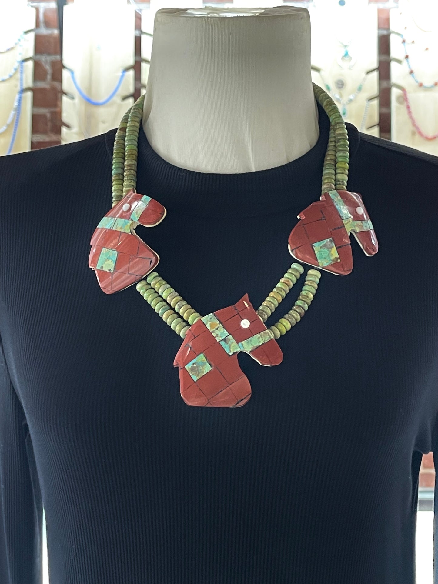 22" Emerald Valley Turquoise & Pipestem Horse Necklace
