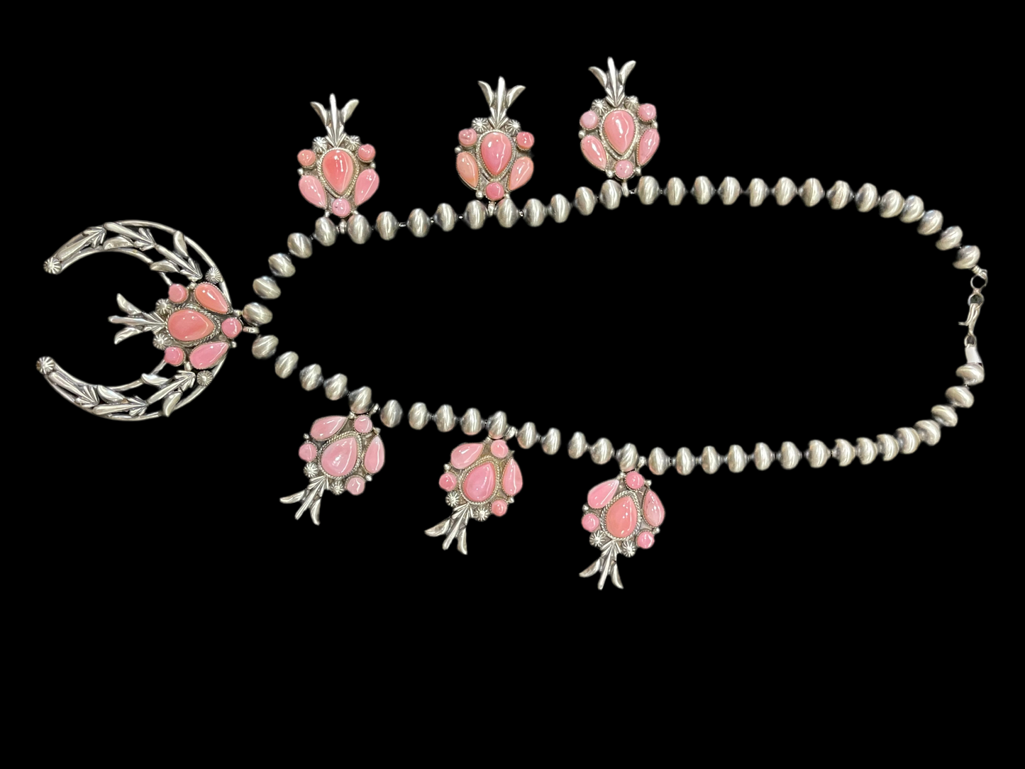 LOT 14 1/4 20" Handmade Pink Conch Shell Squash by Edison Saunders, Navajo