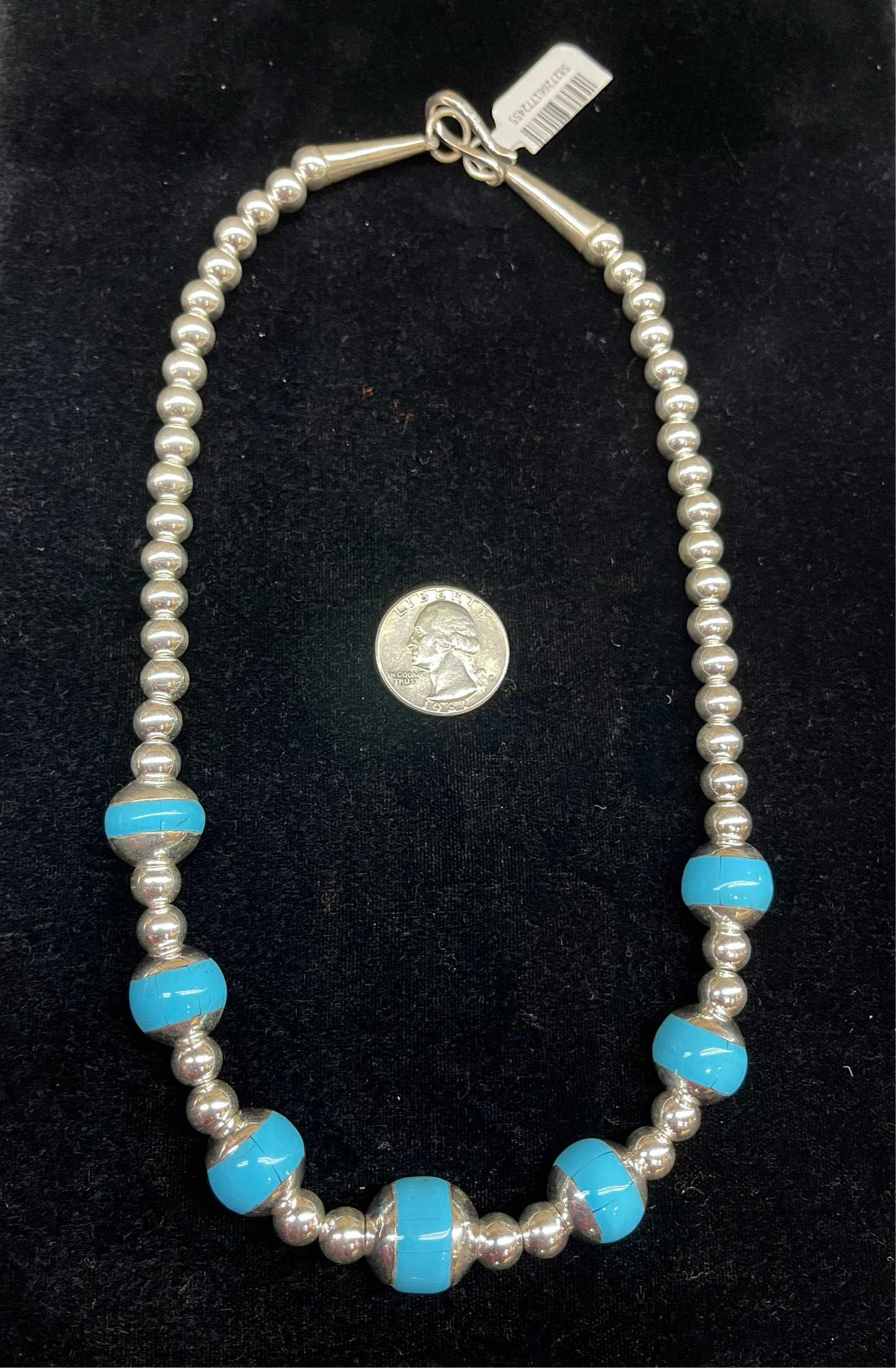 20" 7mm-16mm High Shine Inlaid Turquoise Beads