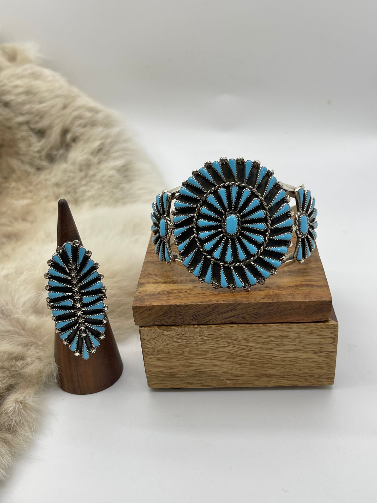 Petit Point Zuni Ring & Cuff Set by Carlos Tsipa, Zuni