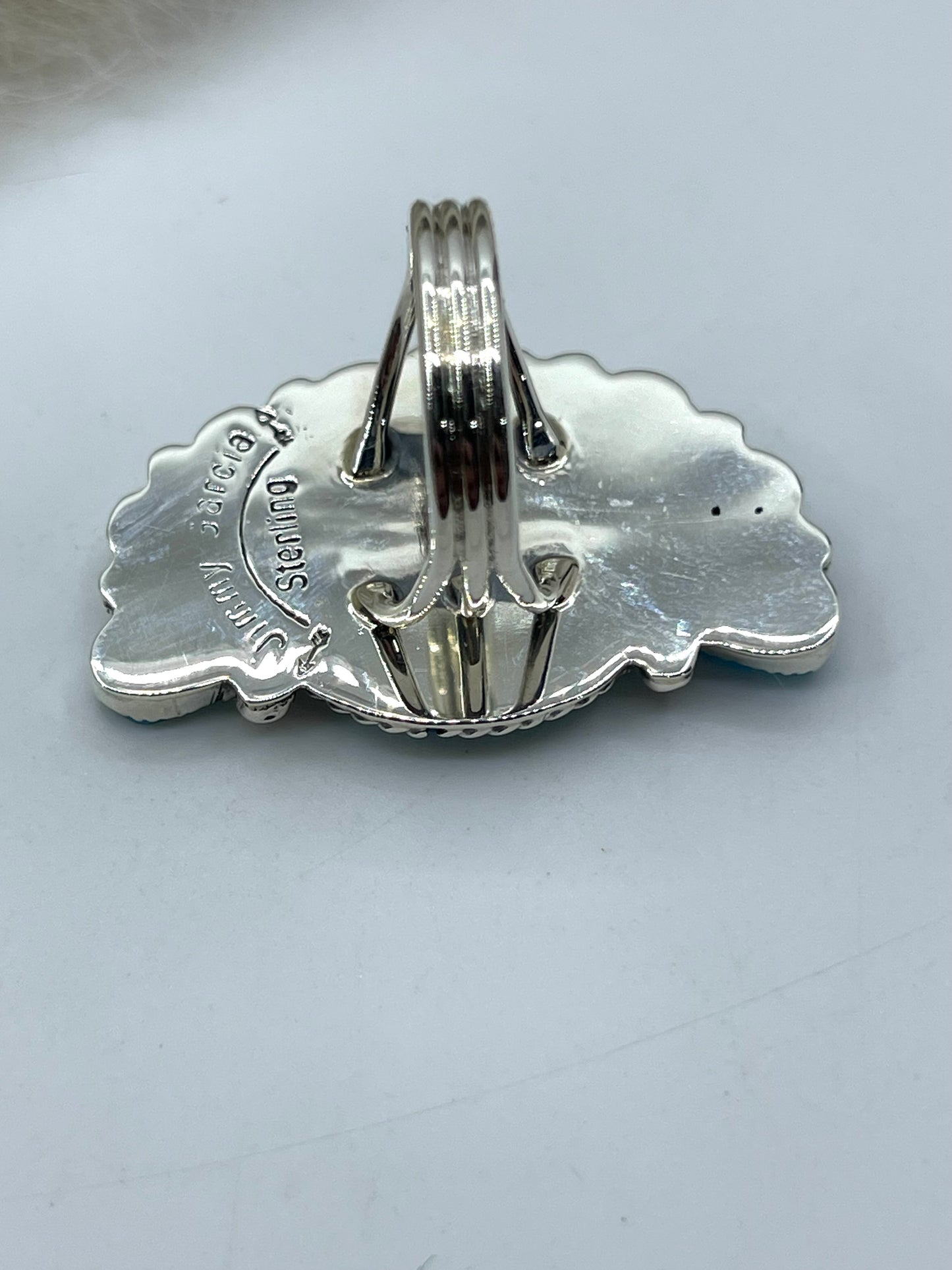 6.0 Half Cluster Turquoise Ring by Jimmy Garcia, Navajo
