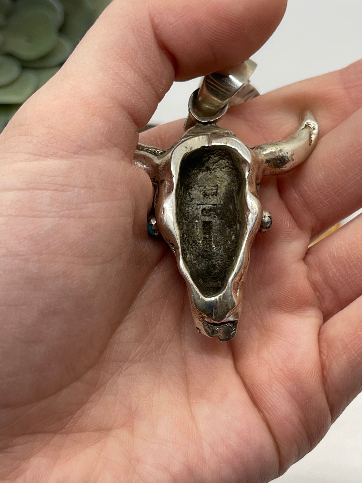 Head Heavy Silver Pendant with a 13mm Bale Marked RL, Navajo