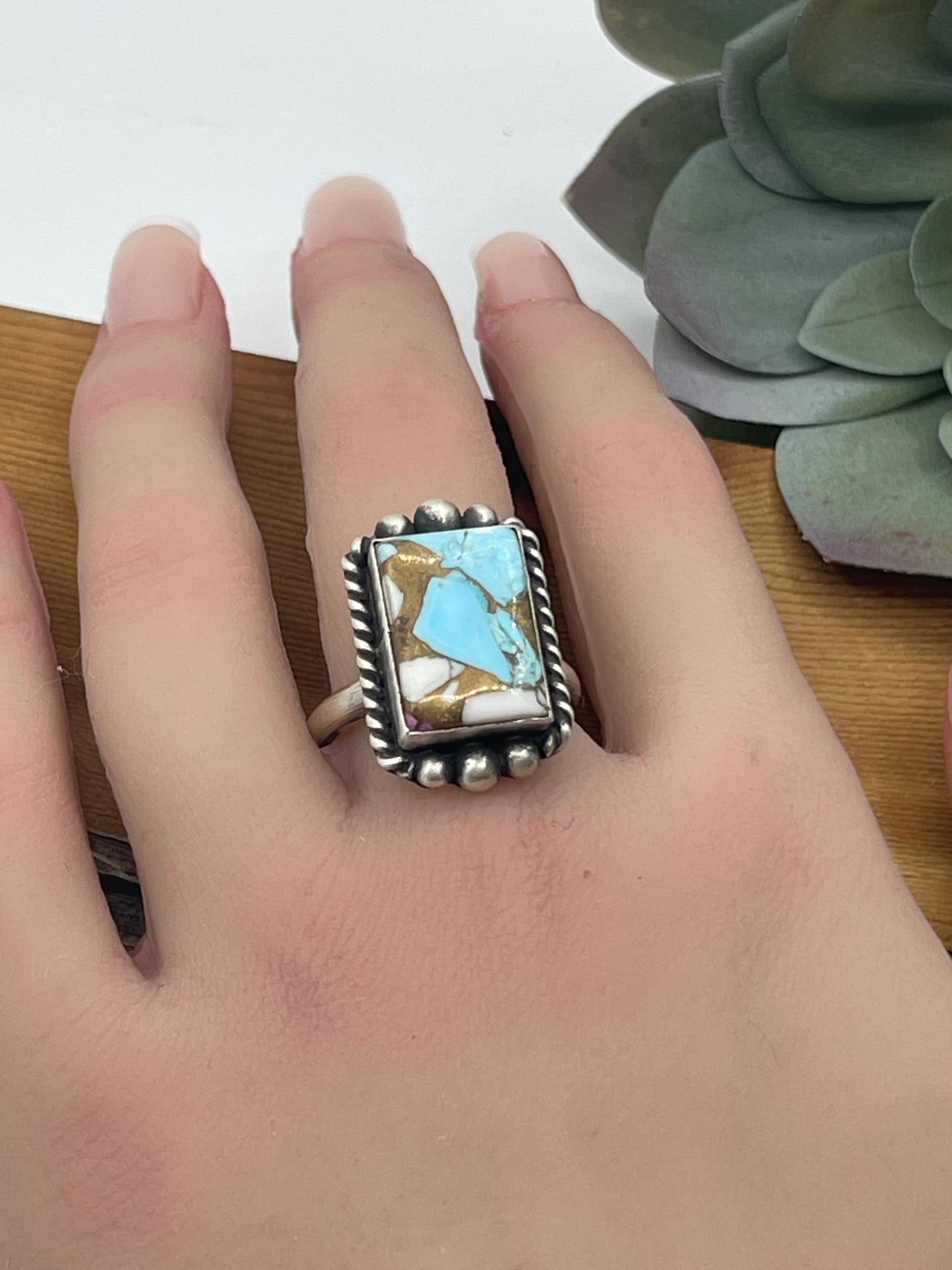 Adjustable Cotton Candy Ring by Johnny Dixon, Navajo