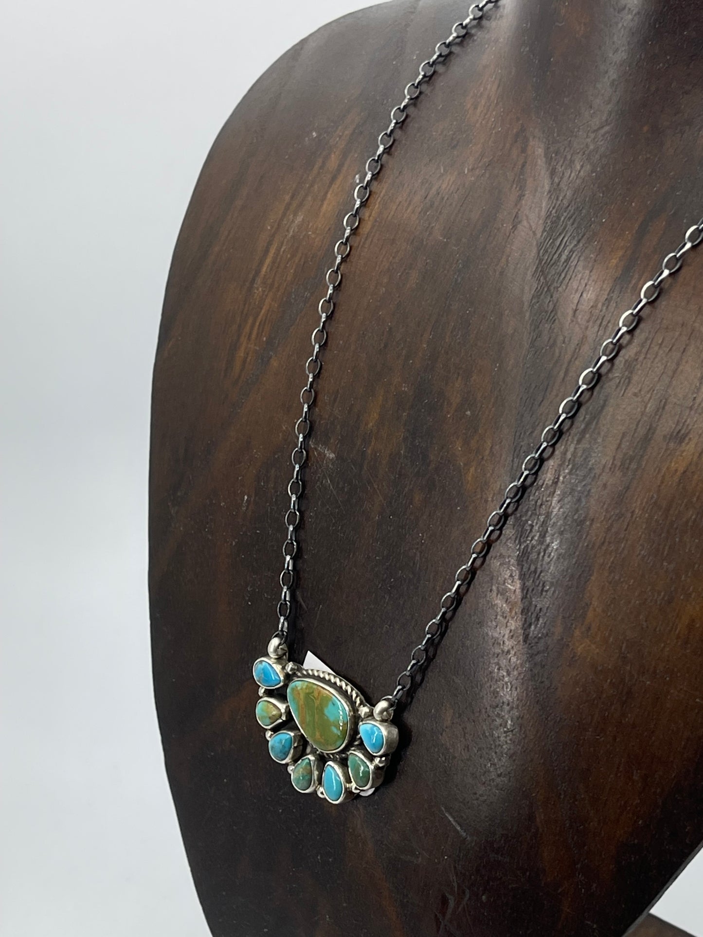 16" Turquoise Half Cluster Necklace by Geraldine James, Navajo